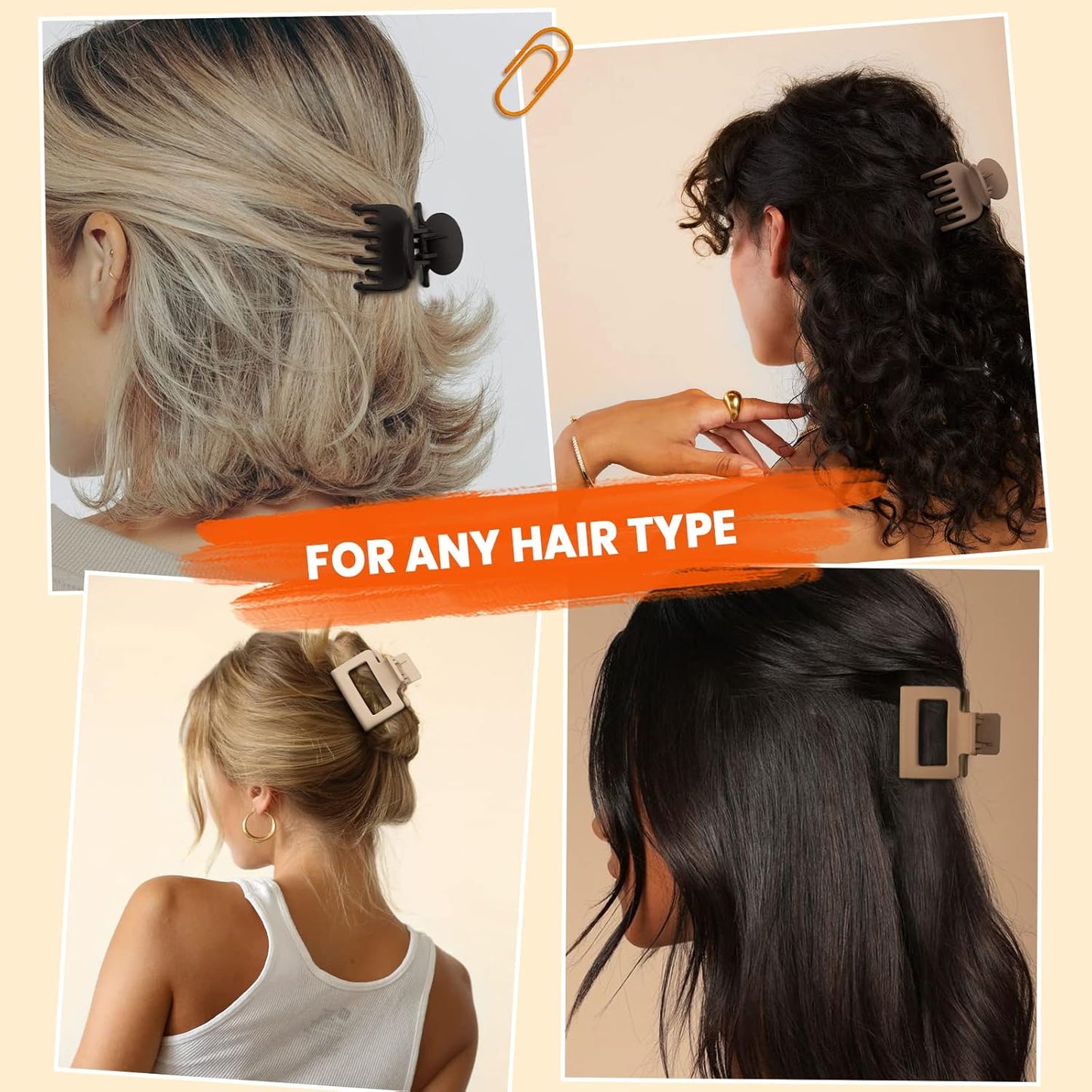 Matte Hair Clips for Women and Girls - Rectangle and Double Row Small 