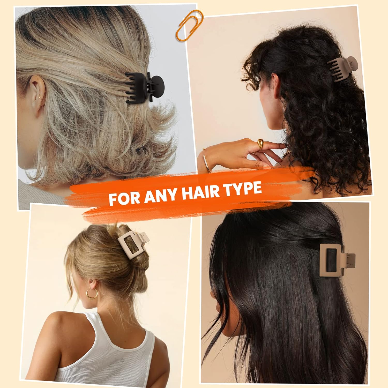 Matte Hair Clips for Women and Girls - Rectangle and Double Row Small 