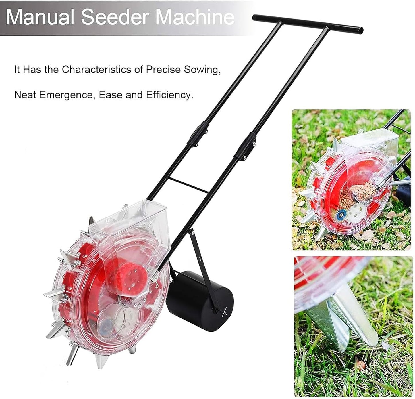 Manual Seeder Planter - Hand-Push Garden Seeder for Precise Planting of Corn, Soybeans, Peanuts & Cotton - 12 Holes, 3-15mm Seed Sowing Machine, Efficient Row Planter