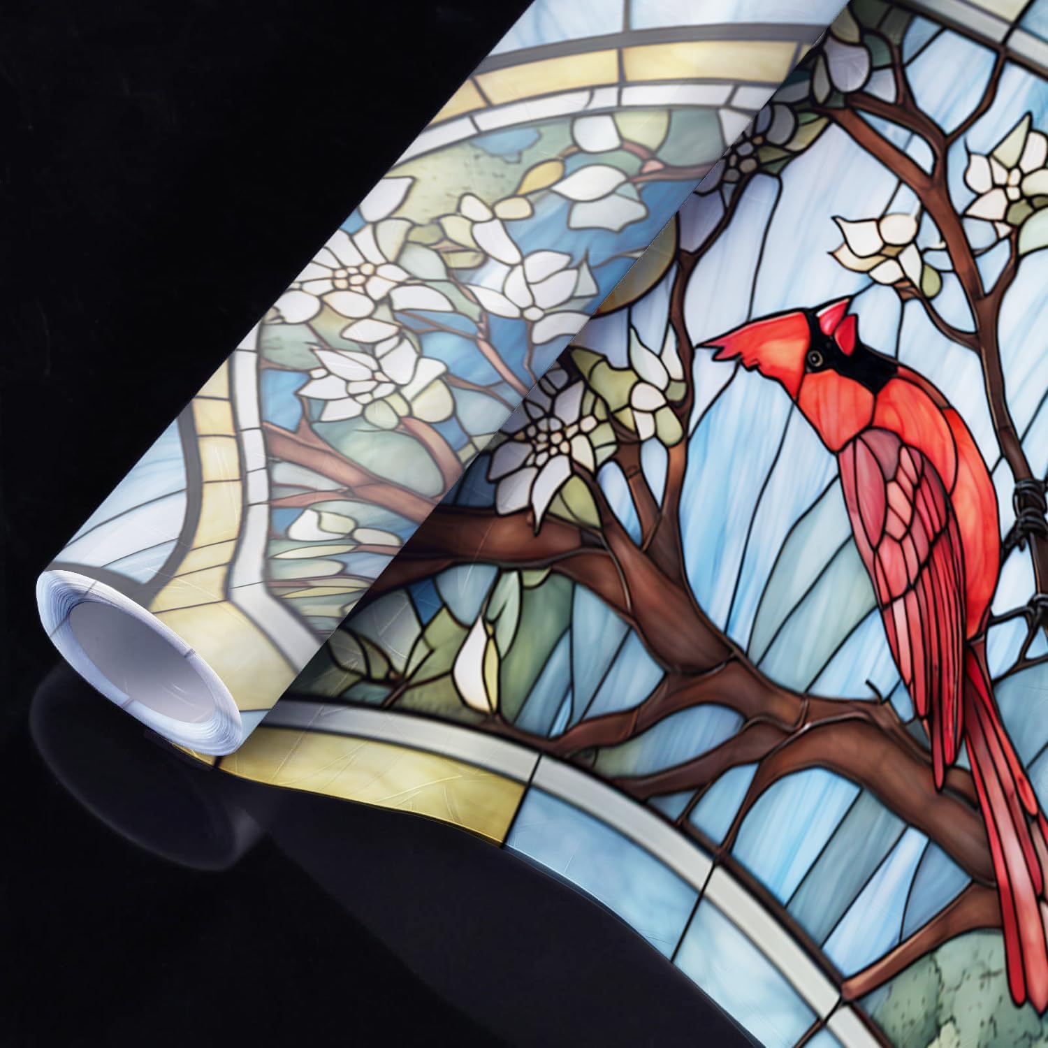 Decorative Cardinal Stained Glass Window Film, Cardinal Stained Glass 