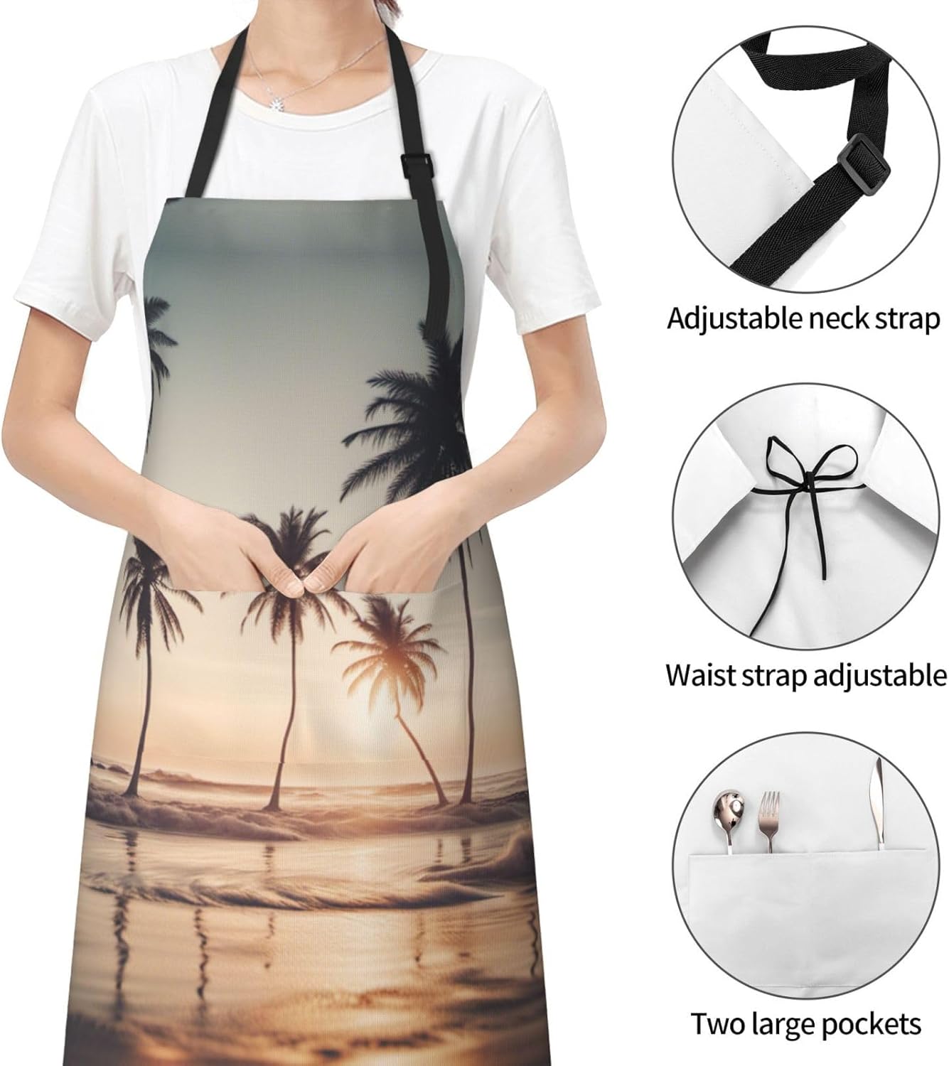 cartoon pigeon print Waterproof chef's apron with pocket apron for kitchen cooking baking barbecue and gardening