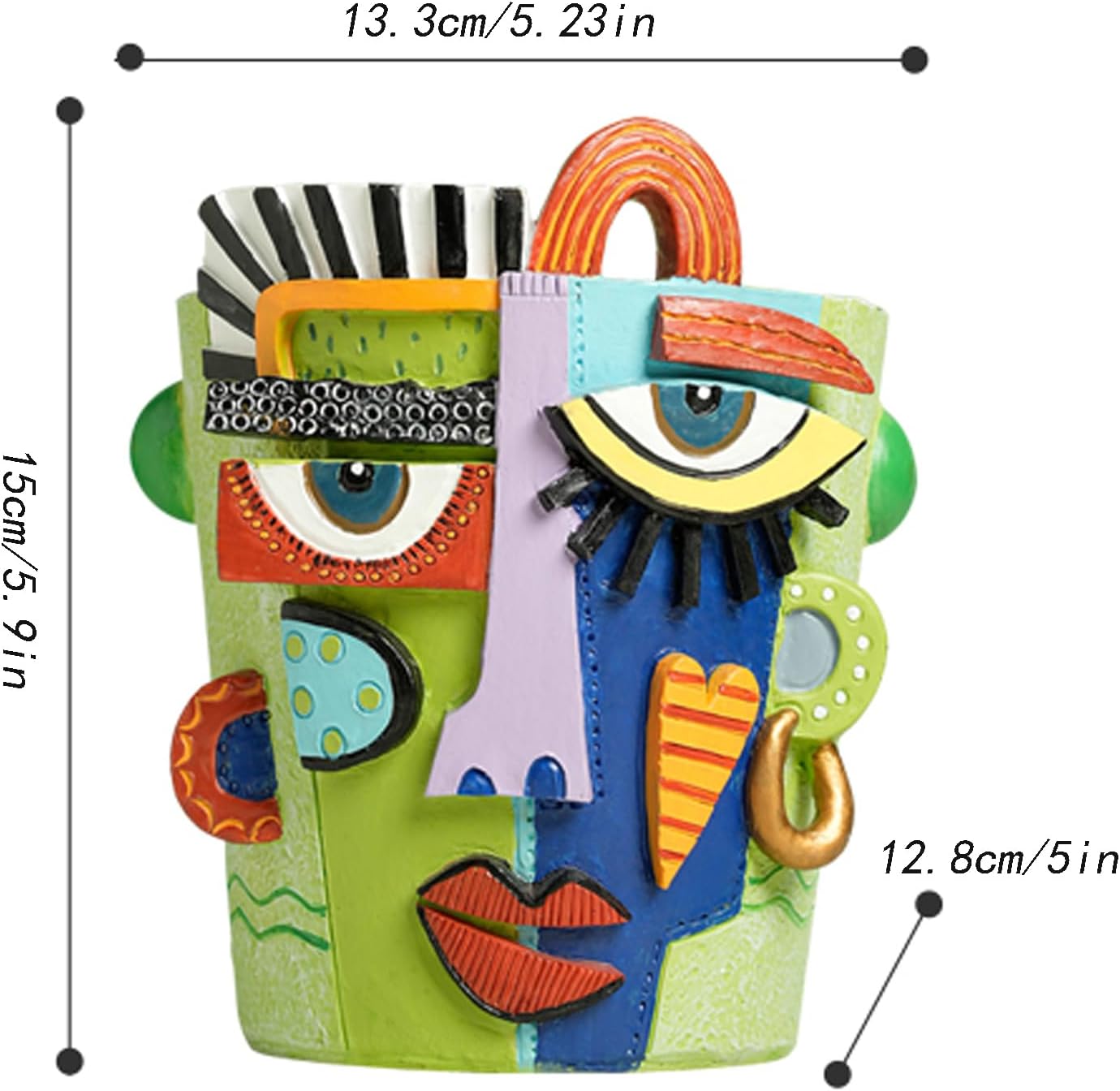 Picasso Abstract Face Flower Pot Colorful Art Flower Vase with Facial Expressions Unique Head Planter for Indoor Outdoor Cute Plant Decor (Small)