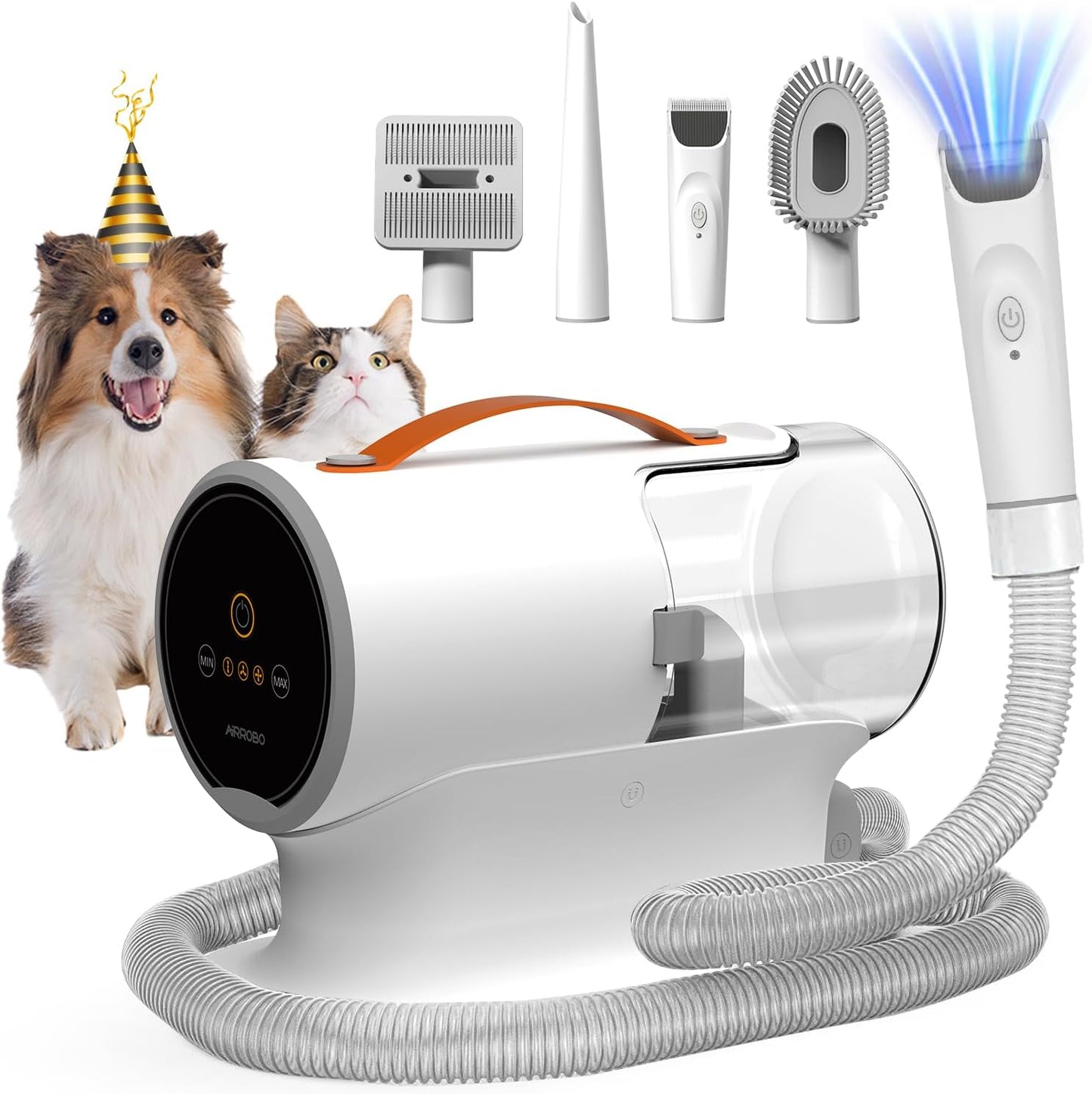 AIRROBO Dog Grooming Vacuum Kit,12000Pa Strong Pet Vacuum for Shedding