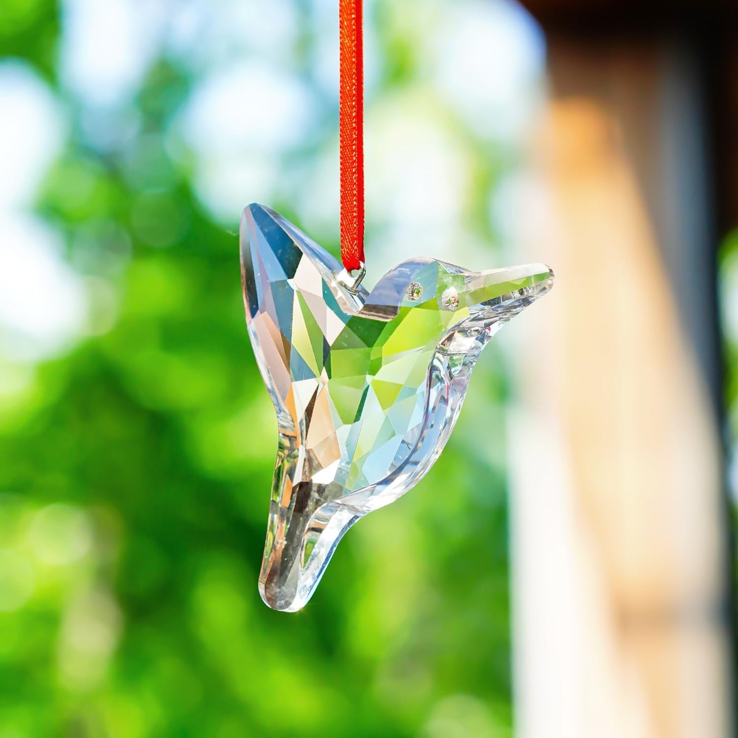 H&D HYALINE & DORA Set of 2 Crystal Hummingbird Suncatchers Rainbow Glass Hummingbird Sun Catcher Hanging Crystals for Window Garden Home Christmas Decor(3 inch)