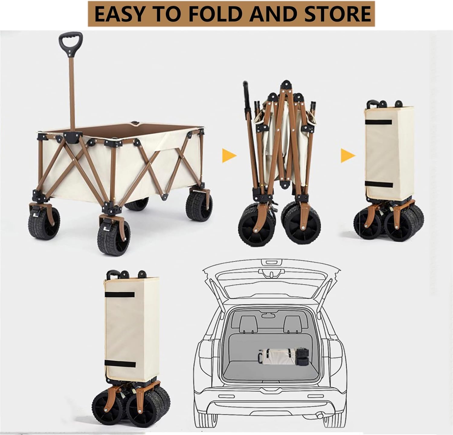 Heavy Duty Collapsible Folding Wagon - All-Terrain Beach & Camping Car