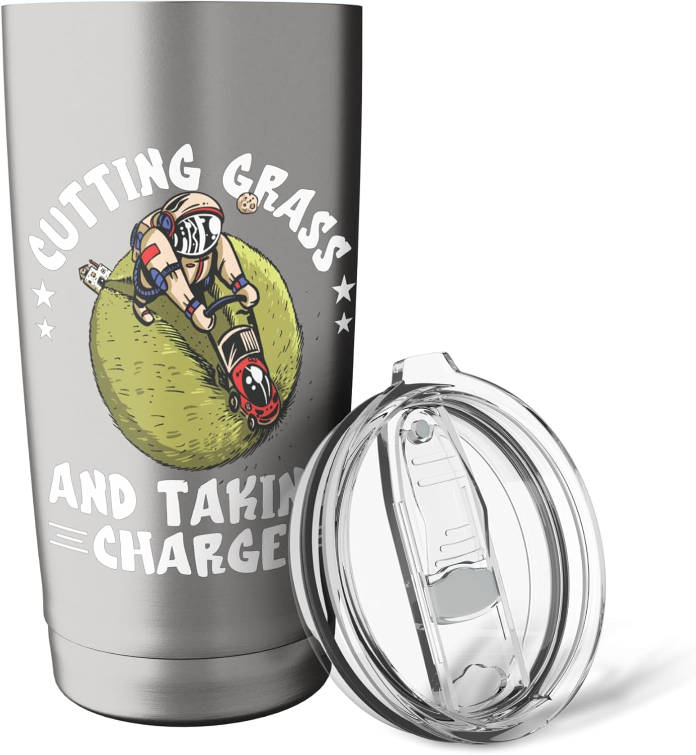 Lawn Care Worker Lawn Mower Grass Cutting Taking Charge Stainless Steel Insulated Tumbler