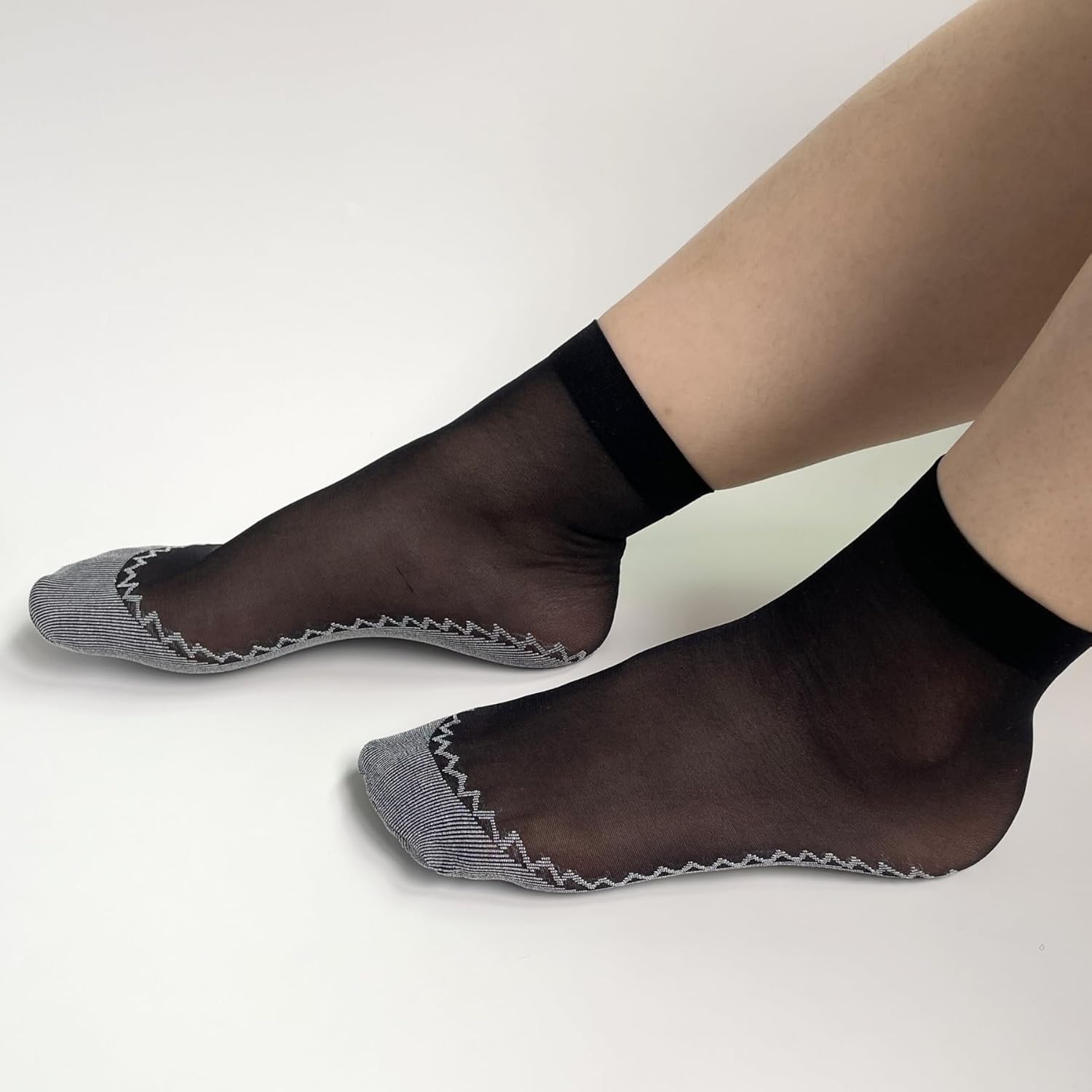 12 Pairs Nylon Socks for Women, Antil-Slip Thin Ankle High Tight Socks