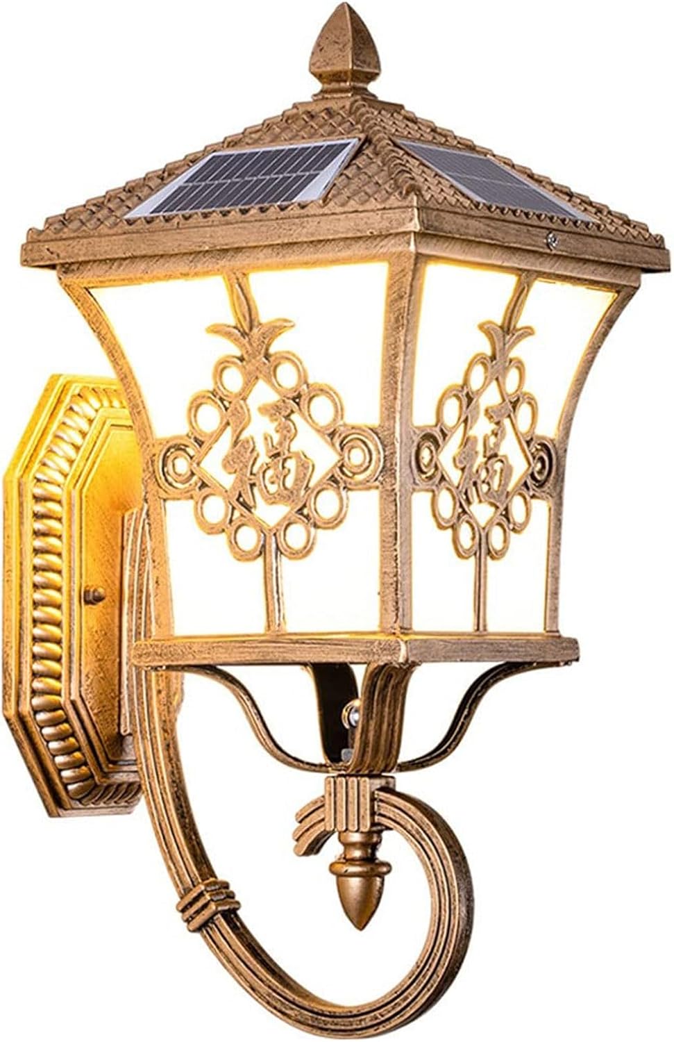 Outdoor Wall Lights,Solar LED Blessing Die-cast Aluminium Intelligent Wall Lamp,Chinese Vintage Outdoor Wall Sconce, for Garage, Entryway, Hallway, Garden