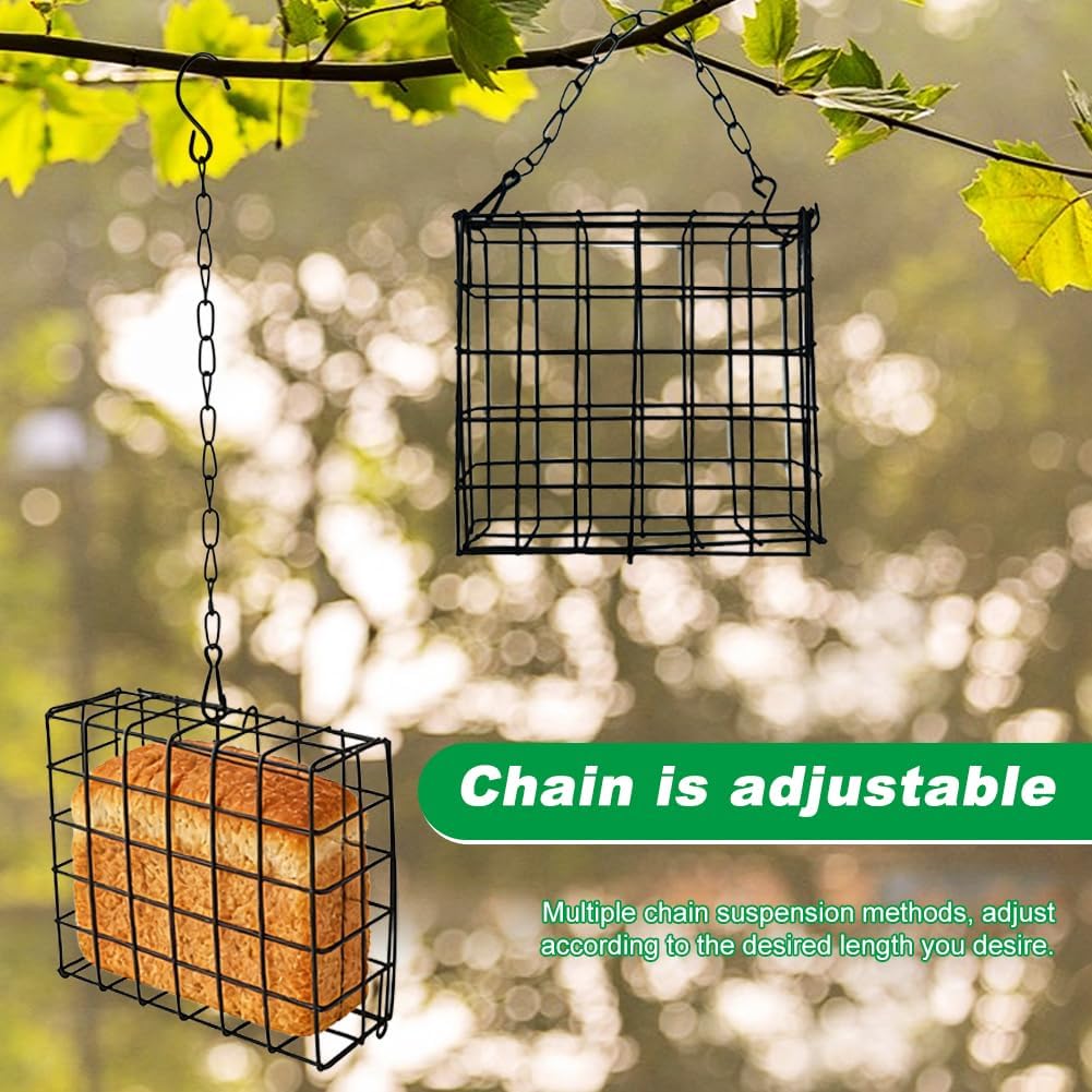 2Pcs Outdoor Suet Cage Bird Feeder, Suets Hanging Bird Feeder fo Attracting Birds, Single Suet Cake Capacity, Fruit Holder Style for Garden Yard Outside Hanging