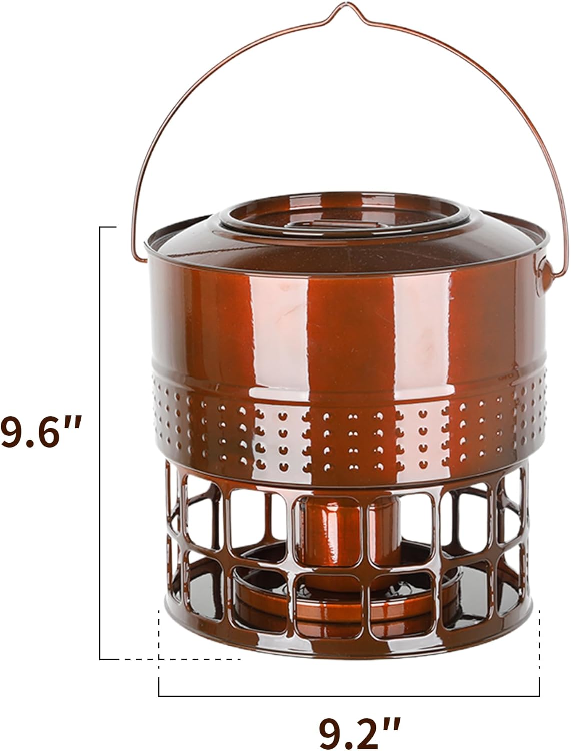 Solution4Patio Bird Feeder, 8LB Powder Coated Metal Wild Birdfeeder with 32 Feeding Stations & Triple Perches, Rust-Proof Hanging Design for Cardinals, Finches and Outdoor Garden Use (Glazed Red)