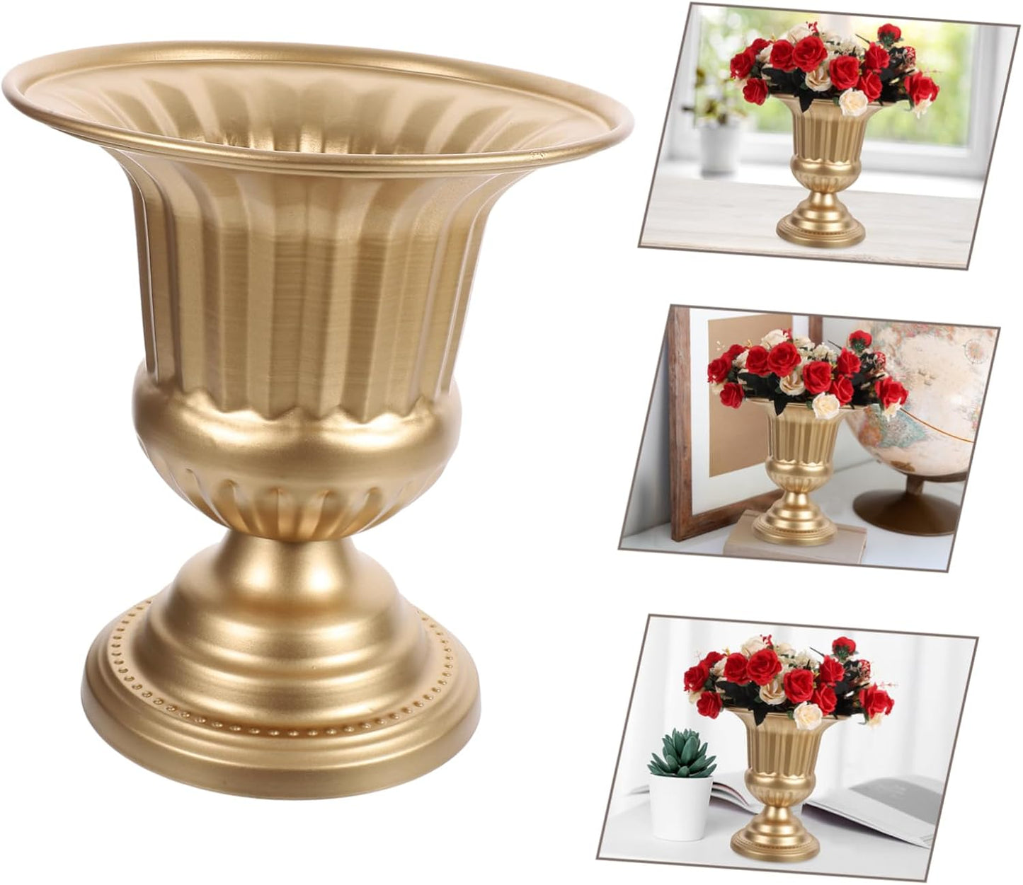 PRETYZOOM Retro Iron Flower Pot Metal Urn Planter Vintage Floral Vase for Home Decor for Centerpieces