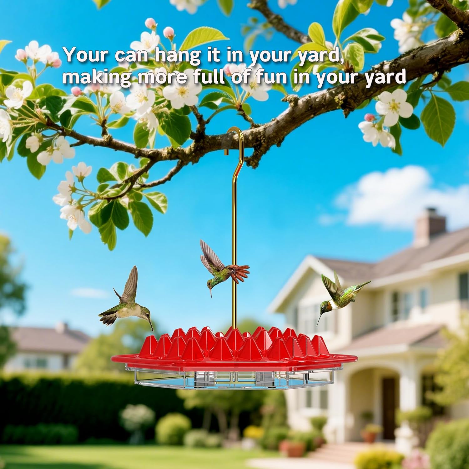 1-Pack 12oz Hummingbird Feeders for Outdoor – 30 Feeding Ports, Leak-P