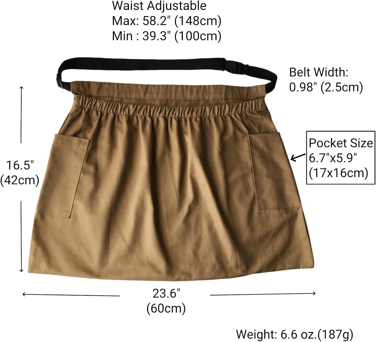 Gardening Apron Harvest Apron with Pockets, Brown Garden Apron, Adjust