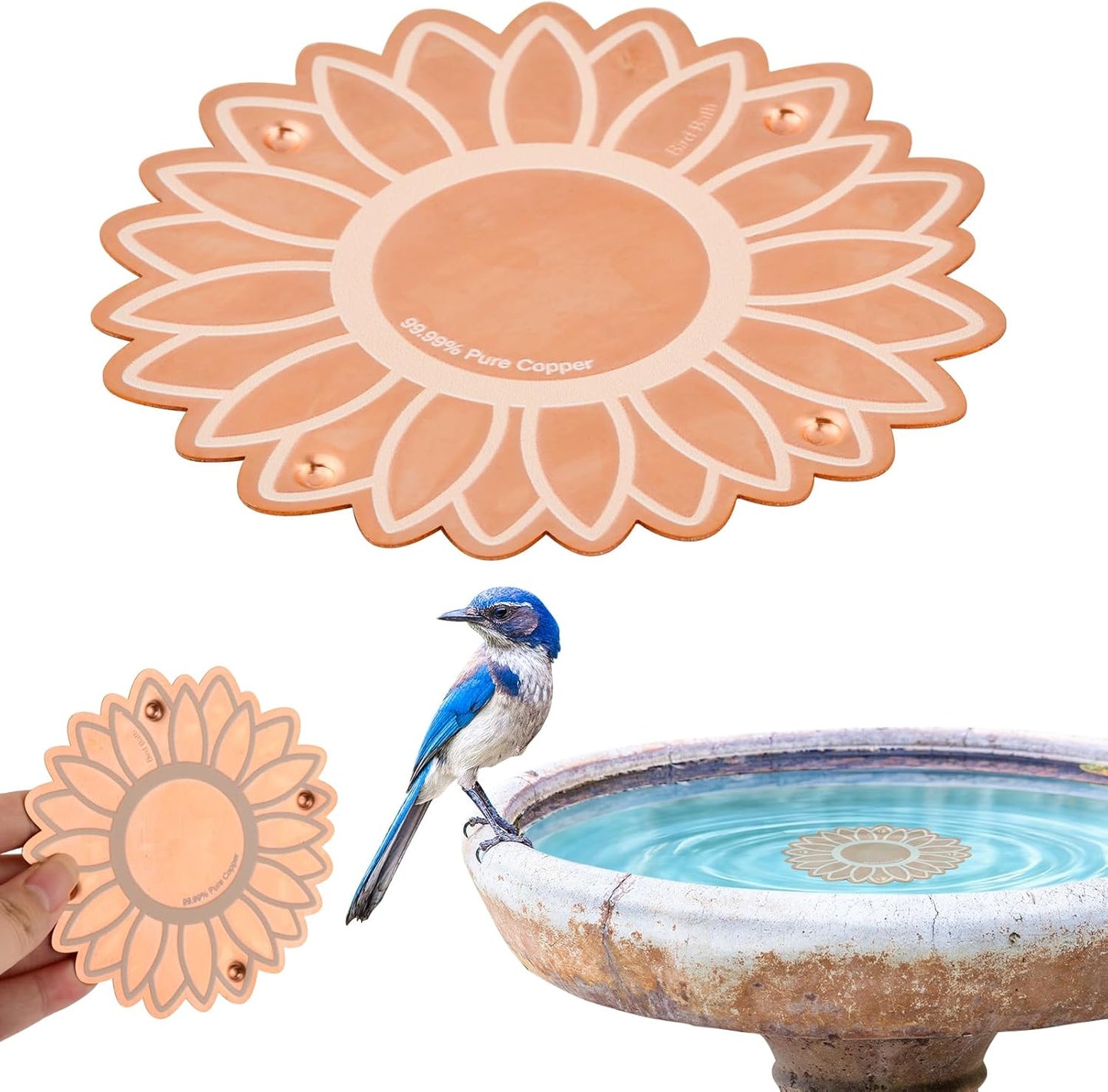 Copper Bird Bath Purification Disk, Outdoor Bird Bowls All-Season