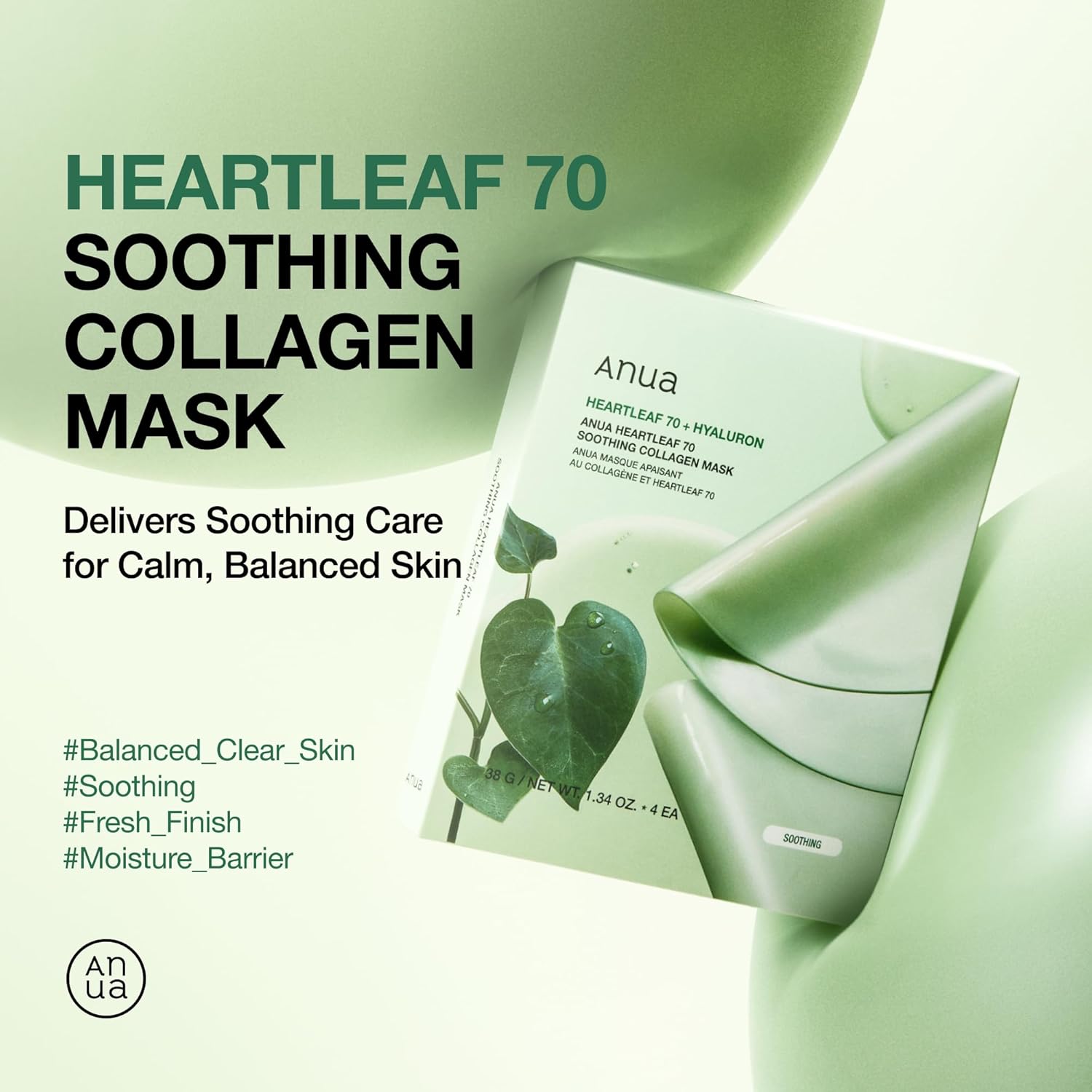 ANUA Heartleaf 70 Soothing Collagen Mask, Overnight Face Mask for Glas