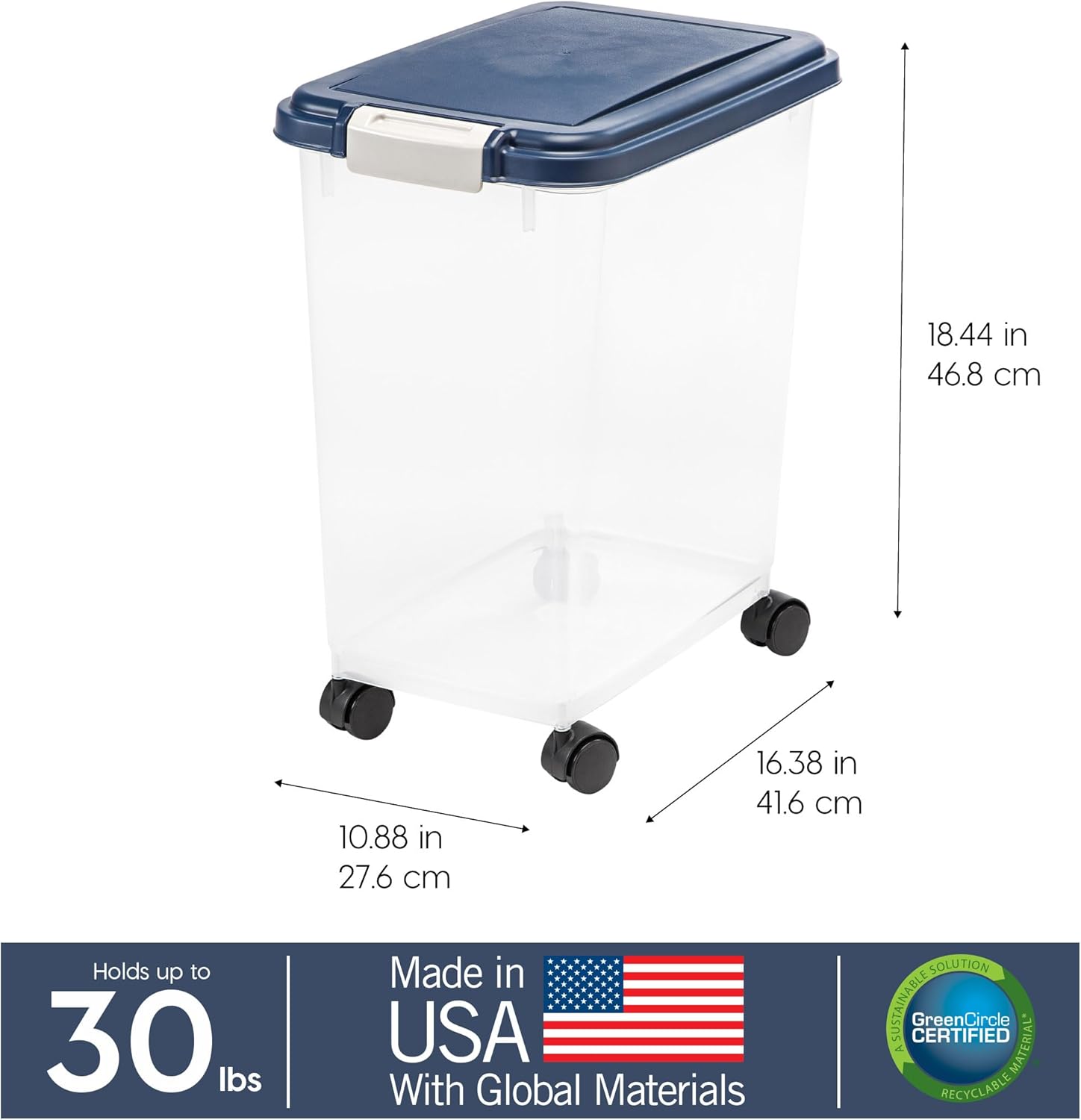 IRIS USA Airtight Dog Food Storage Container, Up to 30 lbs, Attachable