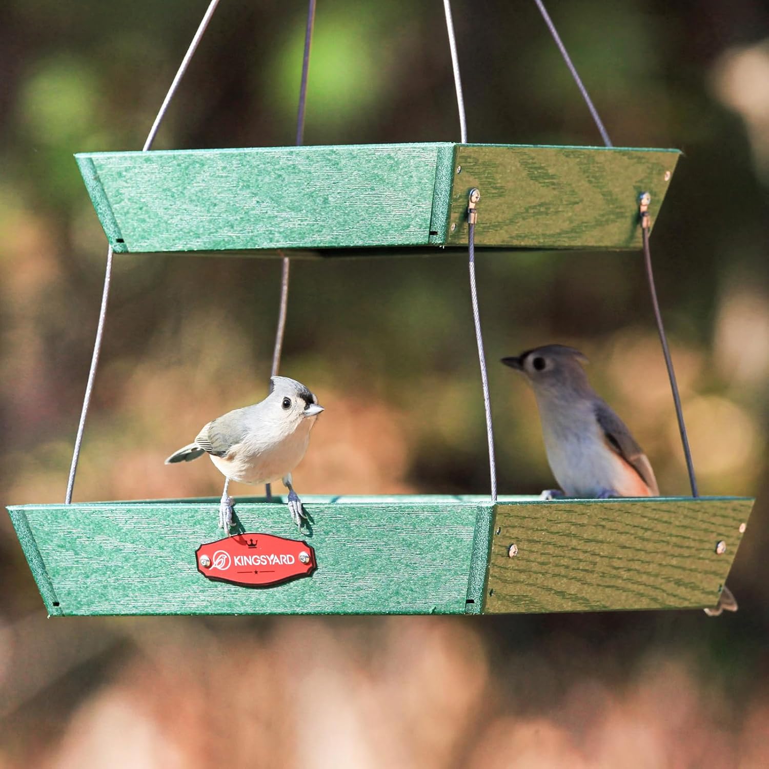 Kingsyard 2 Tier Large Platform Bird Feeders for Outdoors Hanging, 5 l