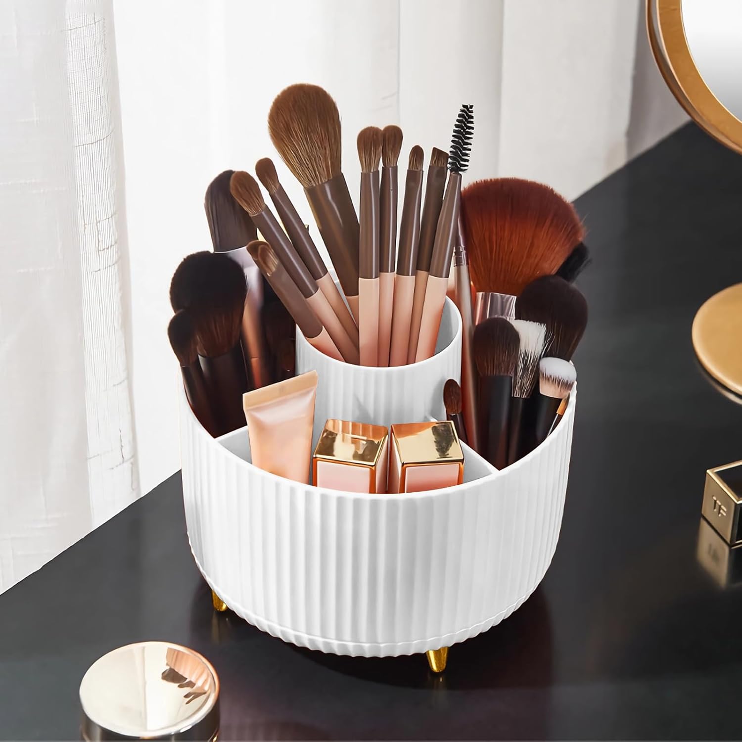 Diesisa Makeup Brush Holder Organizer,360° Rotating Makeup Brush Organ