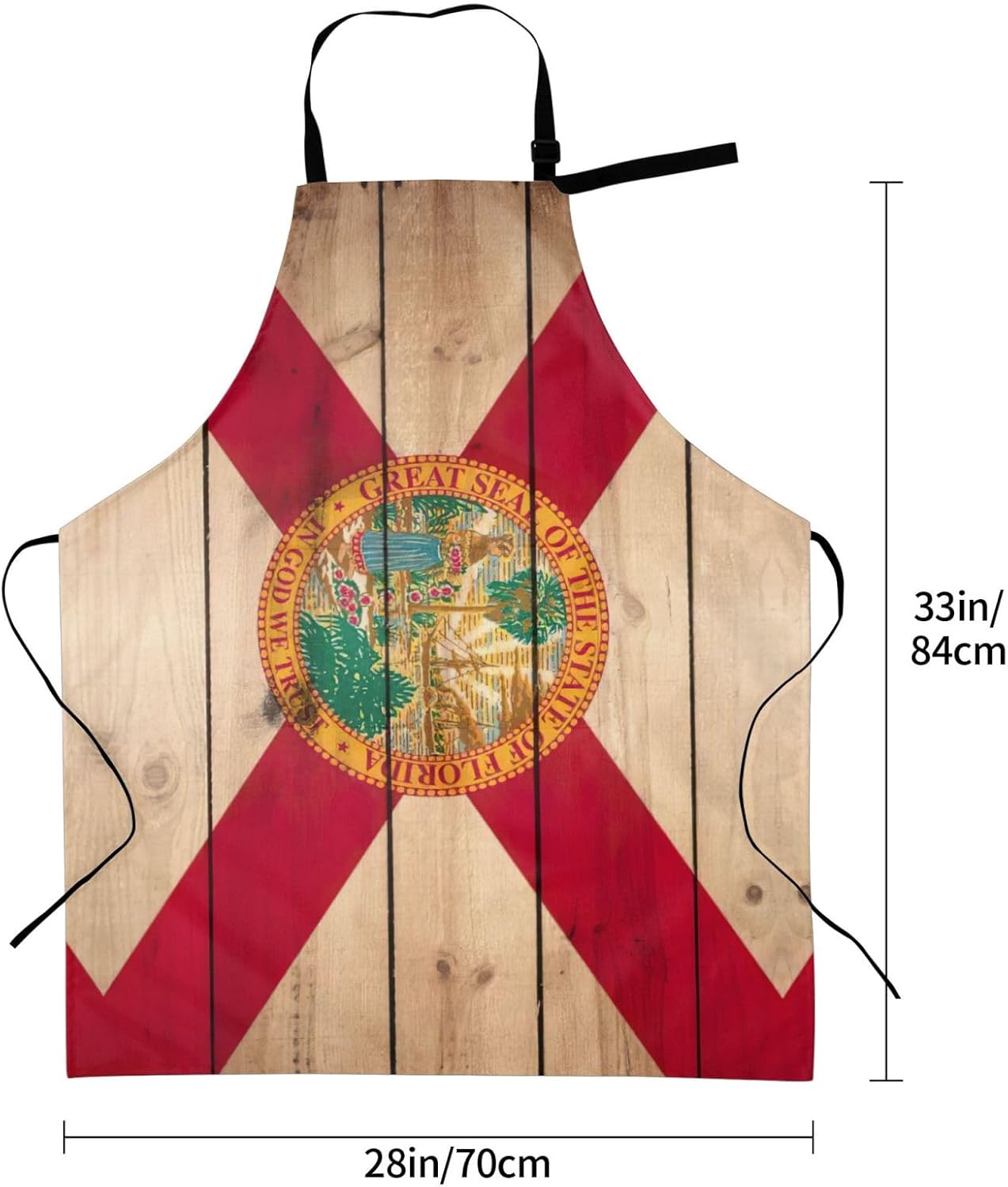 YANYU Florida flag wood grain Print 28x33 In Kitchen Apron Stylish Che