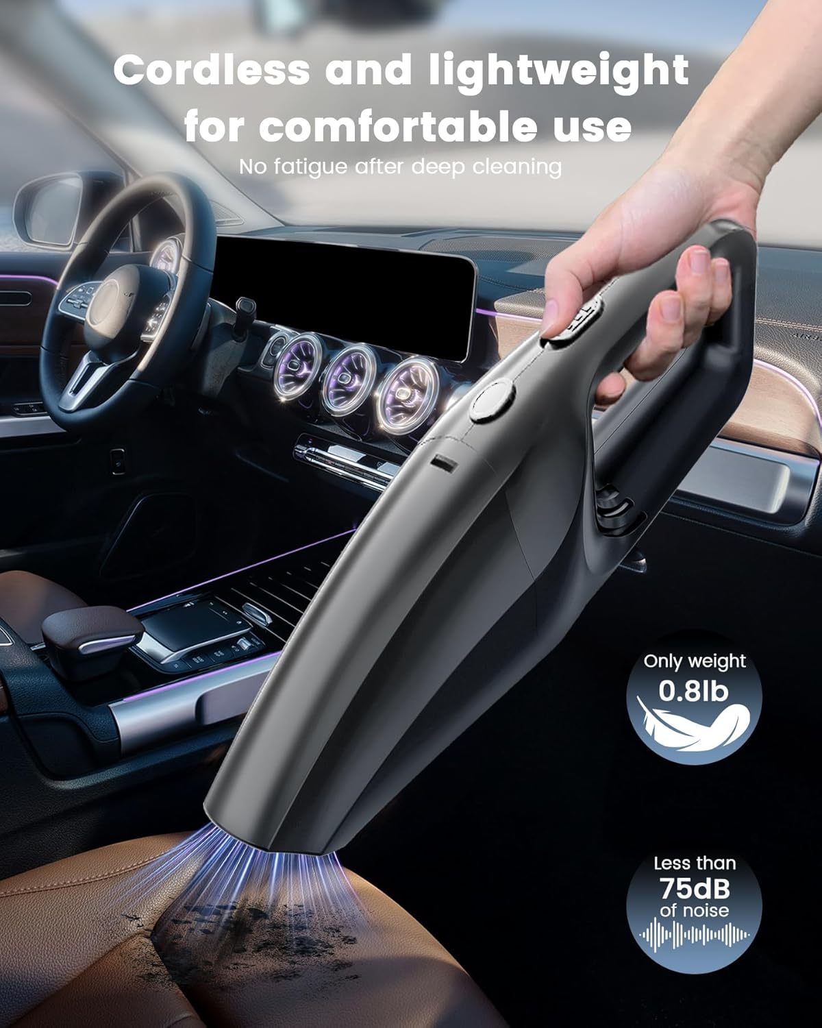 Handheld Vacuum Cordless, Car Vacuums Powerful with Rechargeable Batte