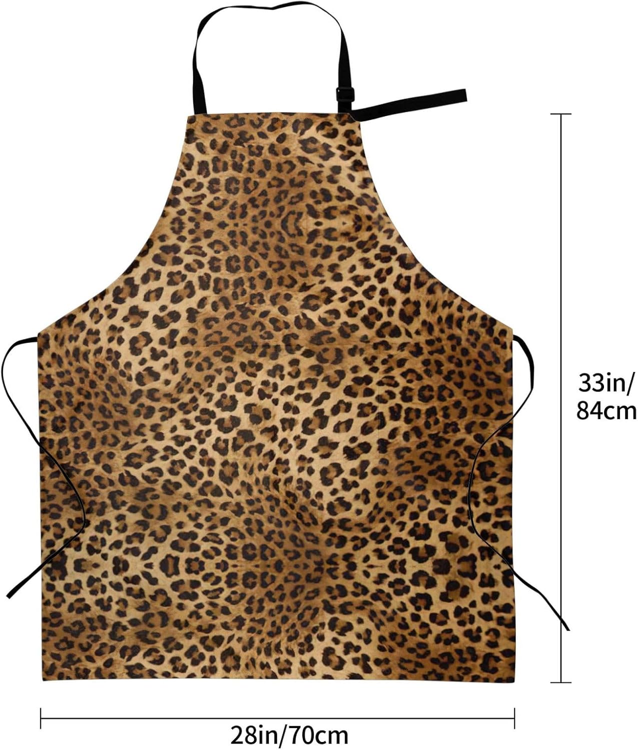 Cute Leopard Print 28x33 In Adult Kitchen Apron with Pockets Versatile Chef Smock for Cooking Baking