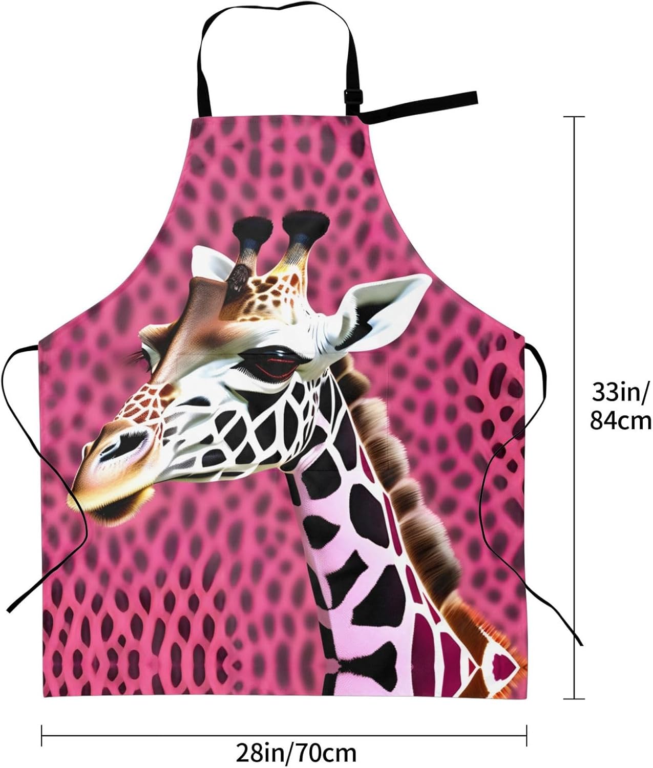 Pink Giraffe Texture print Waterproof chef's apron with pocket apron for kitchen cooking baking barbecue and gardening