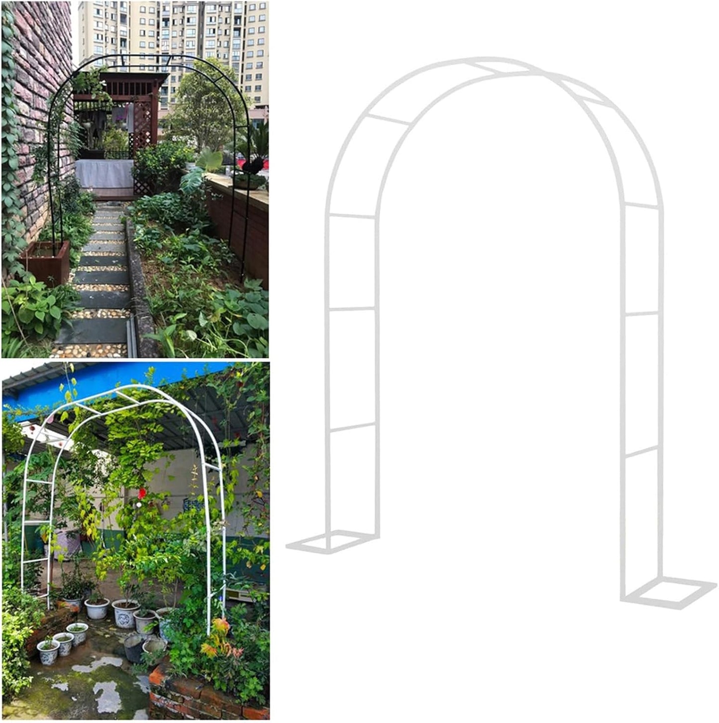 Durable Garden Arch Trellis for Climbing Plants, Iron Arbor for Outdoor Decor, Long-Lasting White Archway for Lawn & Backyard, 1.8x2.2m Garden Decoration