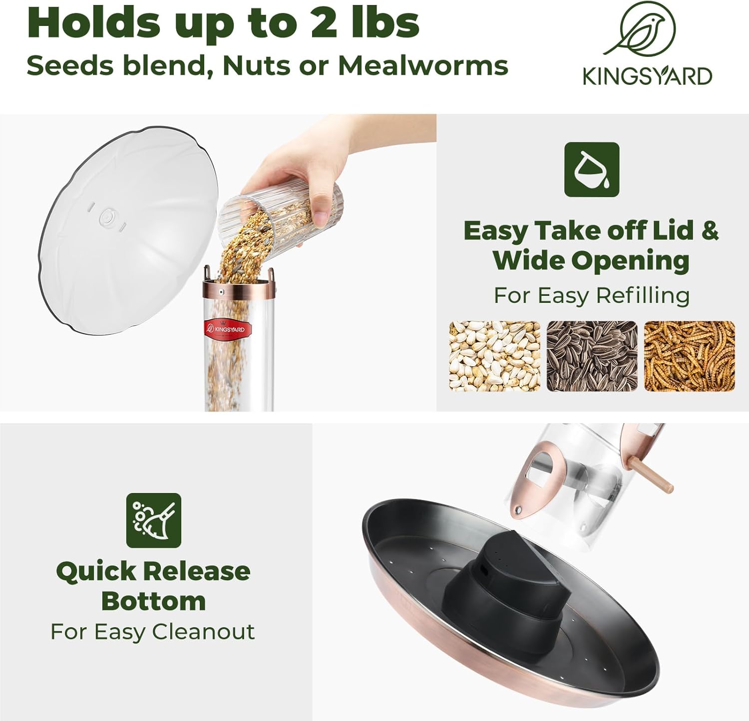 Kingsyard Metal Bird Feeders for Outdoors Hanging, Wild Bird Feeder wi