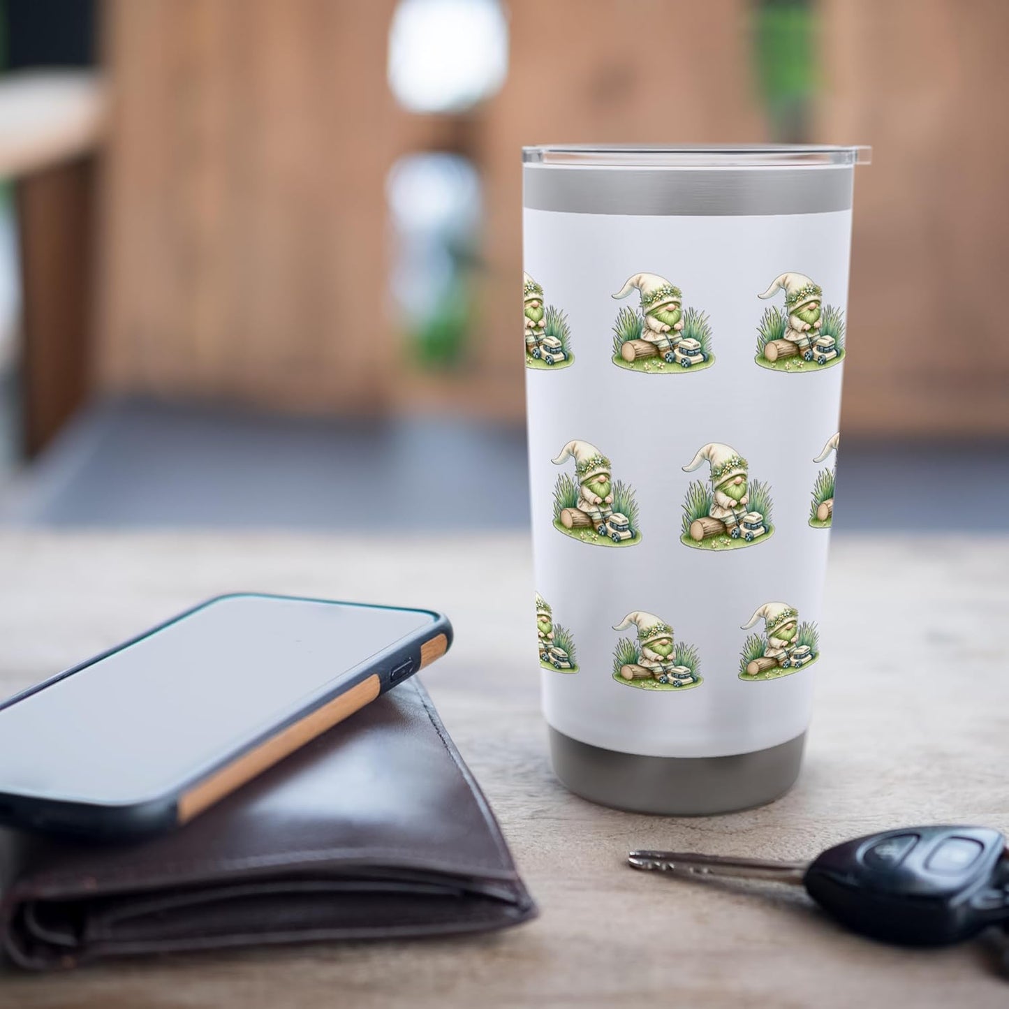 Green Spring Gnome Grandpa For Lawn Mower And Lawn Care Dad Stainless Steel Insulated Tumbler