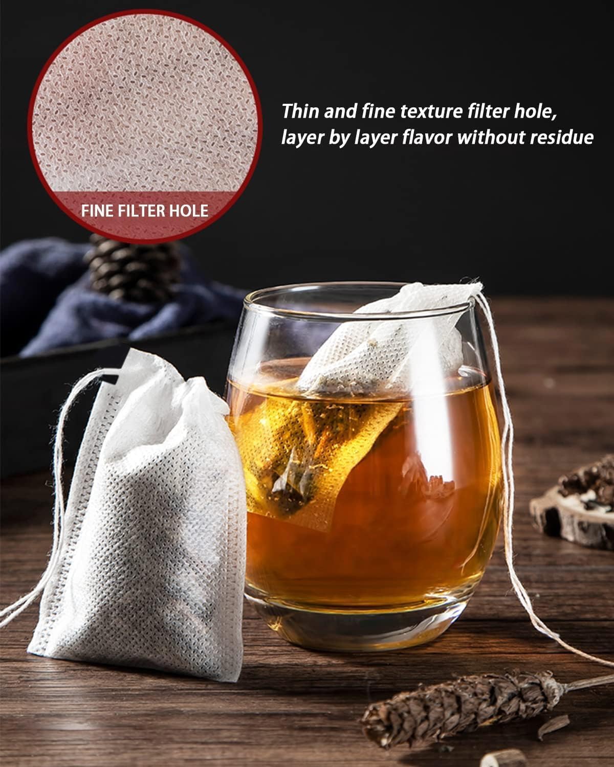 200pcs Disposable Tea Bags for Loose Leaf Tea, Tea Filter Bags with Fr