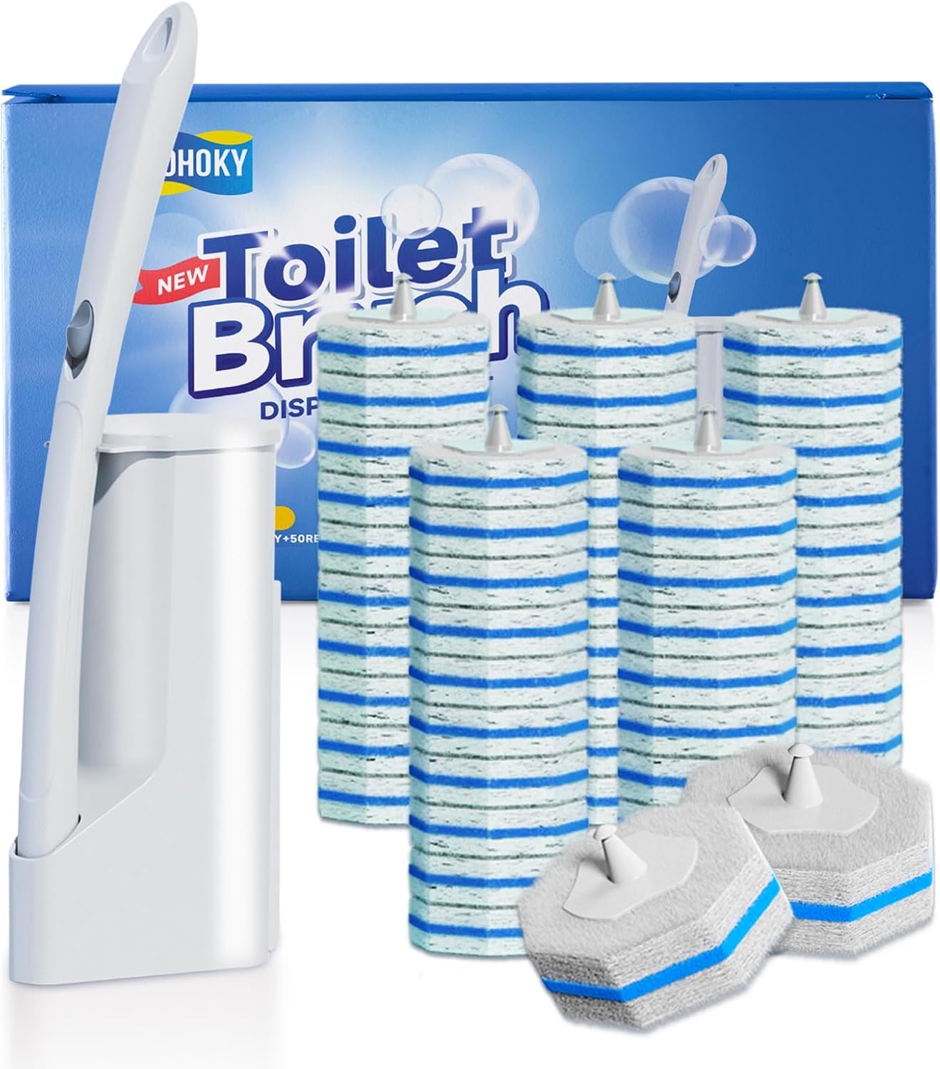 Disposable Toilet Brush Cleaning System with 50pcs Refills Pads Replac