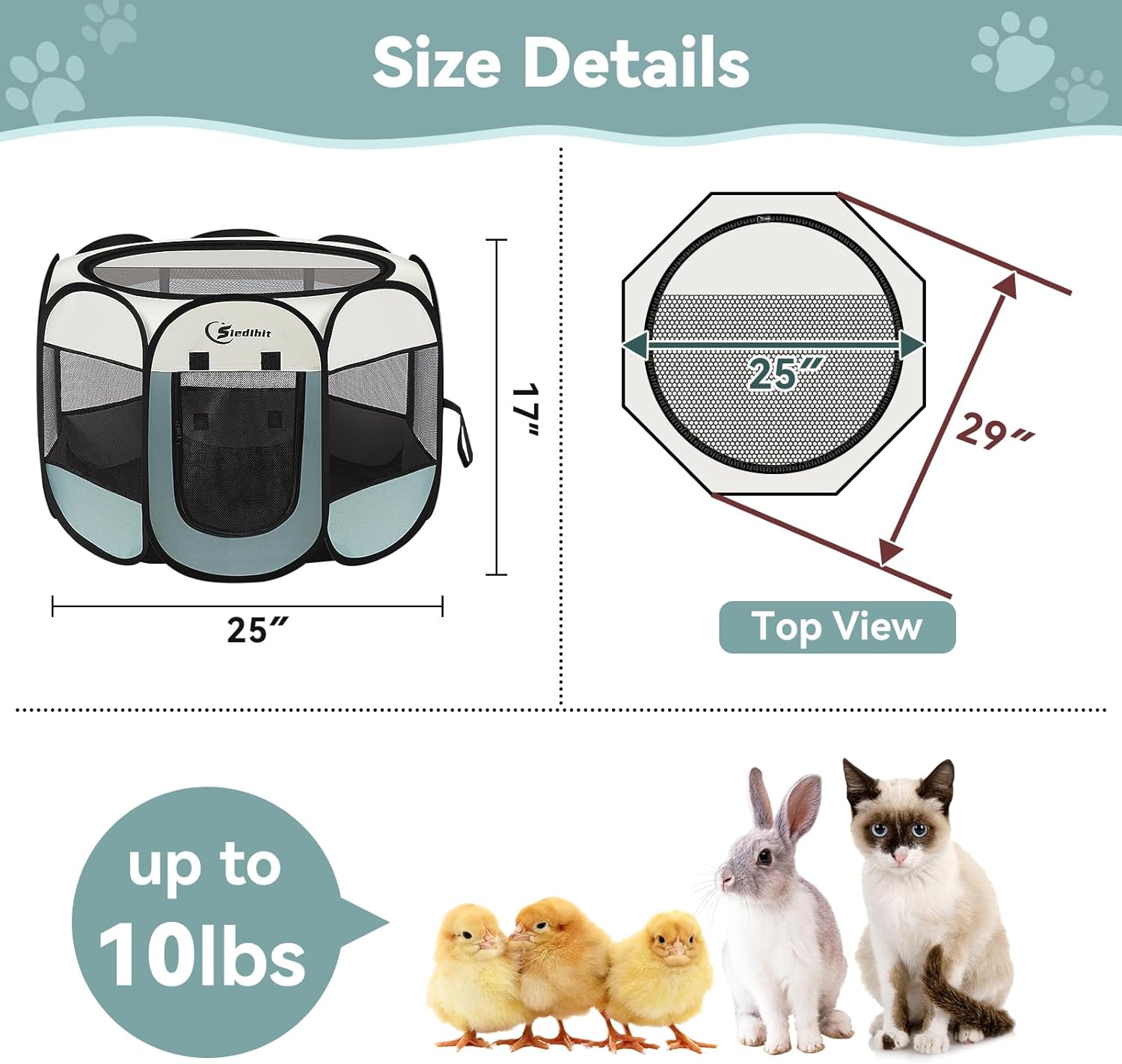 Dog Cat Playpen, Puppy Pet Playpen Indoor for Small Dog Crate Tent Cag