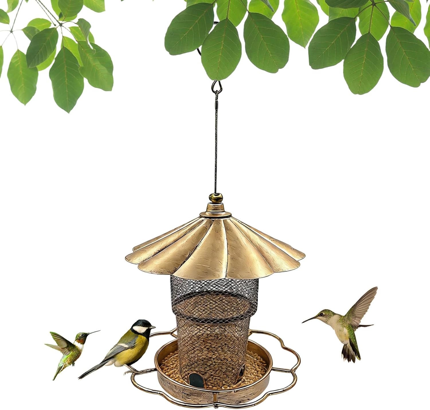 Outdoor Bird Feeder, Squirrel Proof Metal Feeding Station, Large Capac