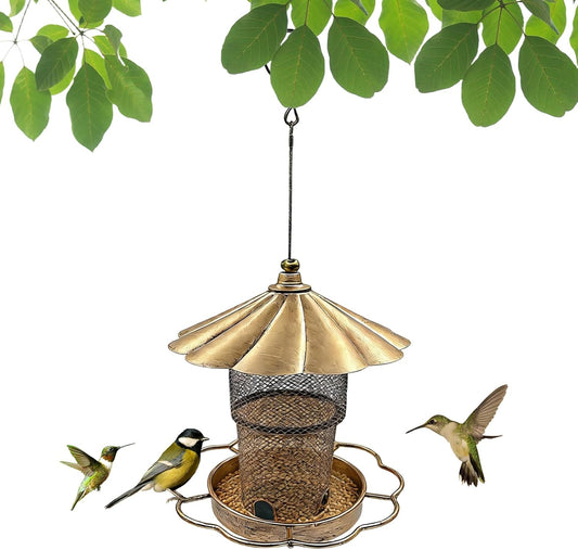 Outdoor Bird Feeder, Squirrel Proof Metal Feeding Station, Large Capac