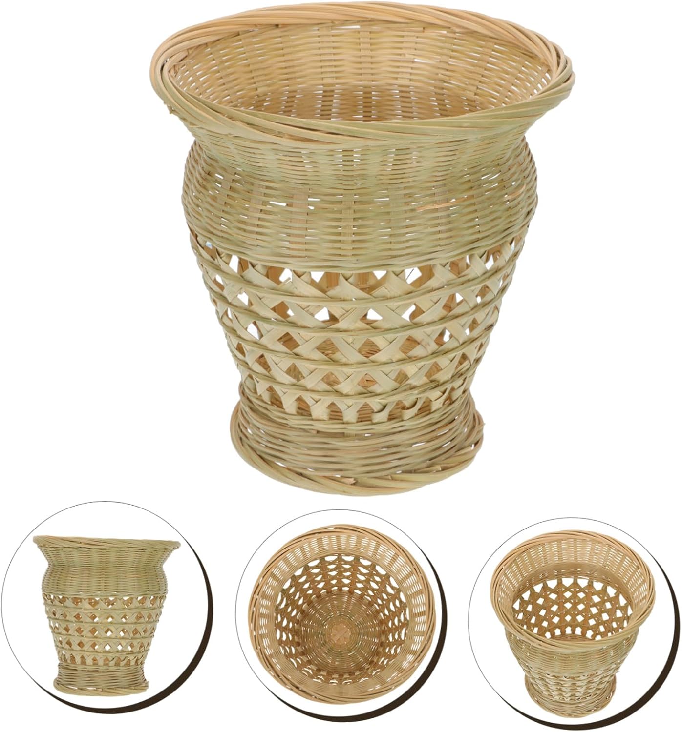 PRETYZOOM Woven Bamboo Flowerpot Natural Flowerpot for Dried Flowers C