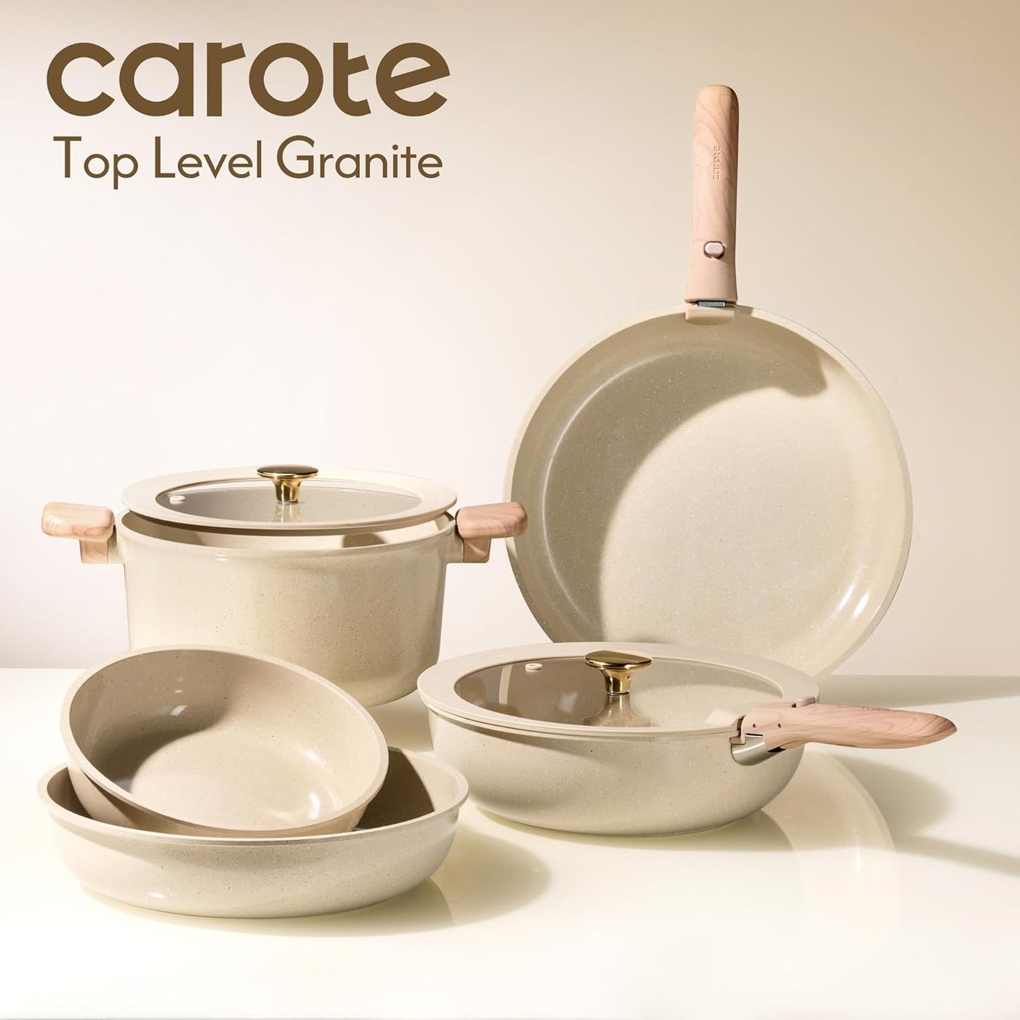 CAROTE 25PCS Ceramic Cookware Set, Pots and Pans set Non Stick, RV Kit