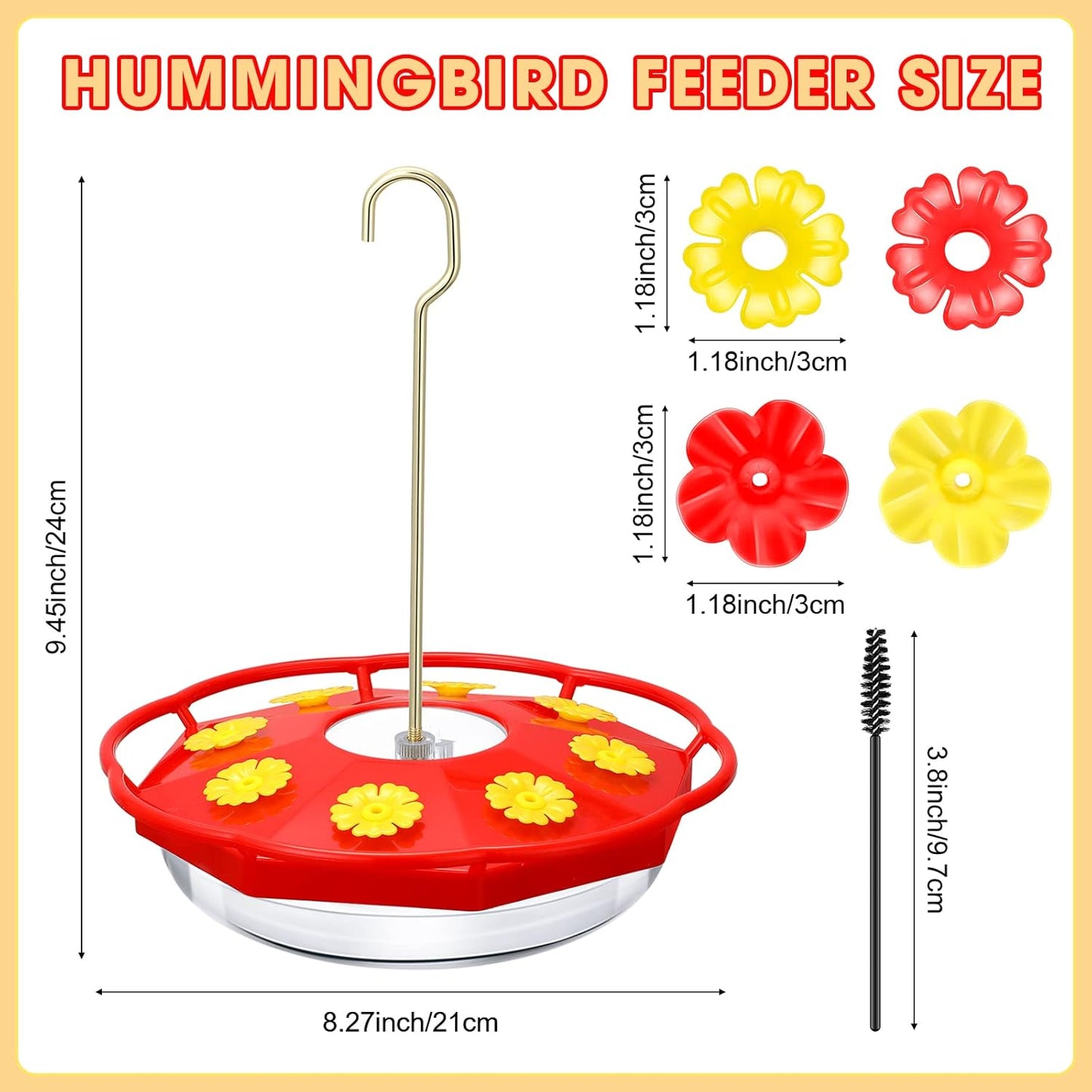 Chengu 2 Packs 16 oz Hummingbird Feeder for Outdoors Hanging Plastic Saucer Feeder with 8 Feeding Stations, Humming Feeder Handheld Window Bird Feeders Portable Bird Feeders for Garden House Decor