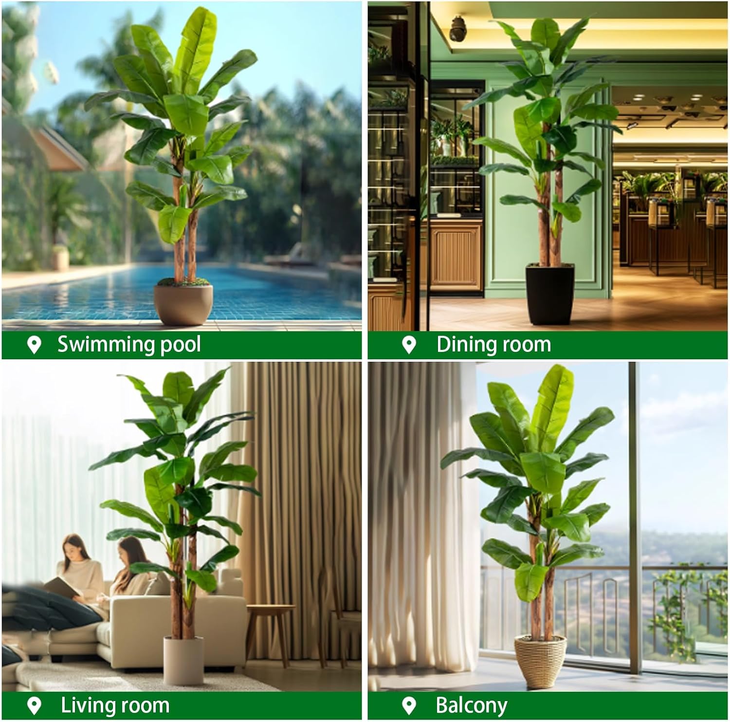 Artificial Scindapsus Aureus Plant Indoor Fake Tree with White Tall Pl