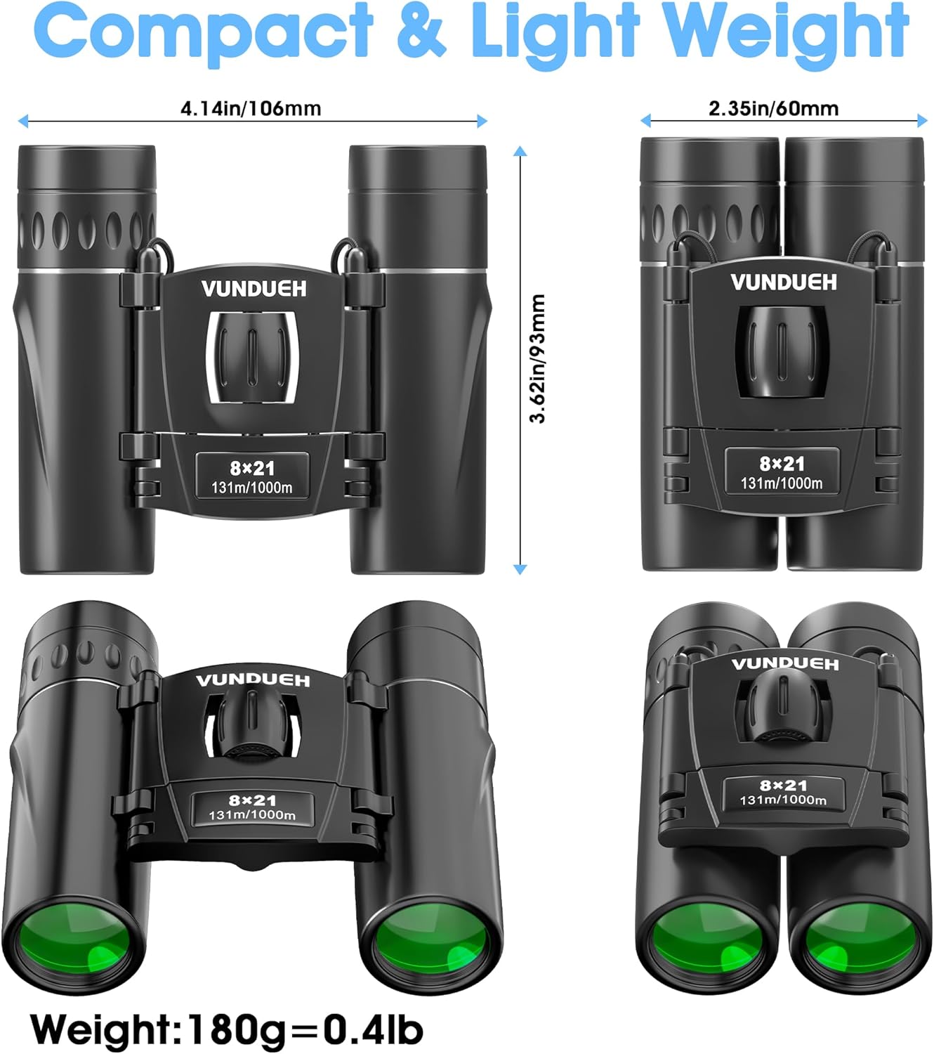 Mini Compact Binoculars for Adults and Kids - Waterproof High Powered 