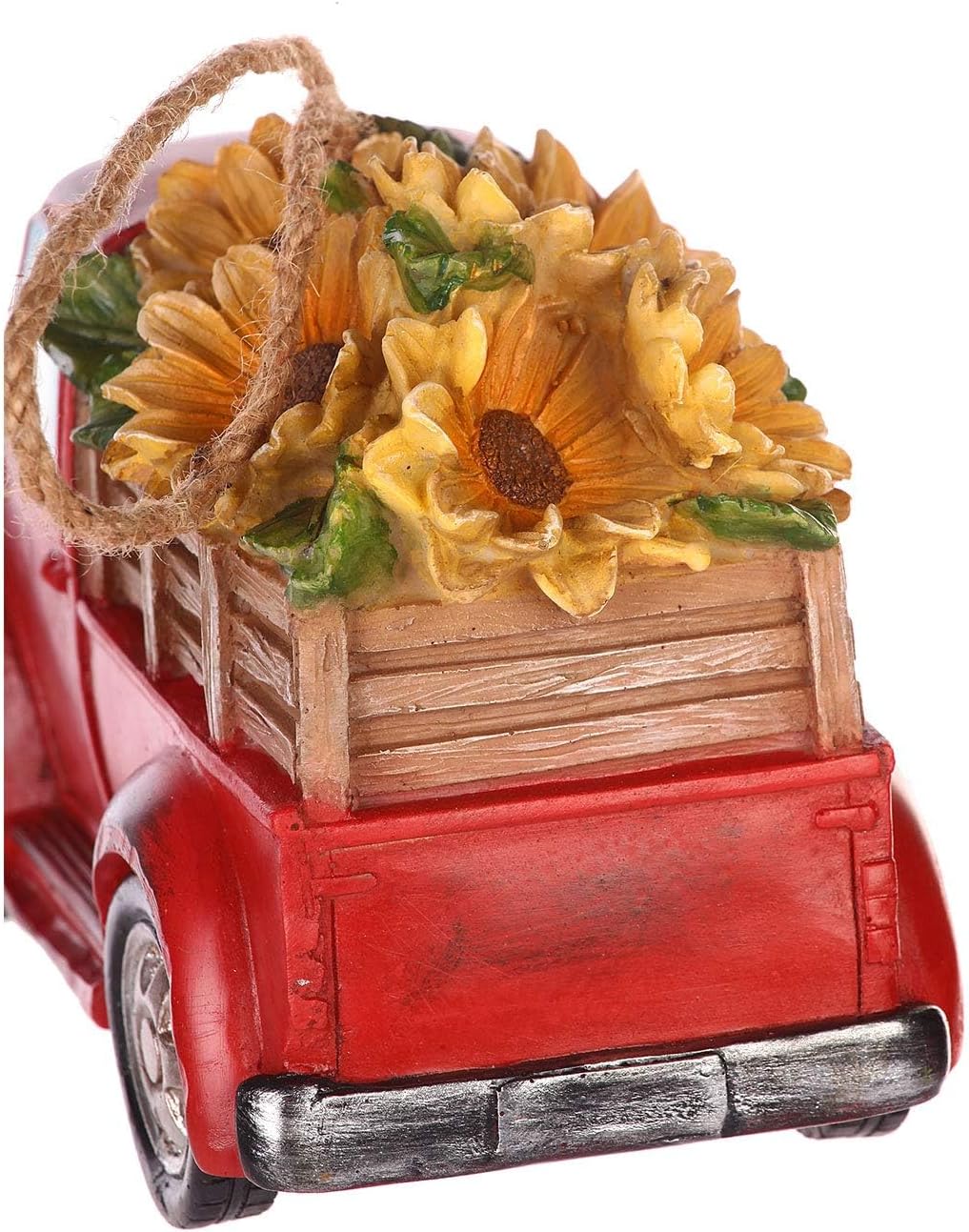 Polystone Resin Bird House Outdoor Garden Bird House, Red Truck with Flowers