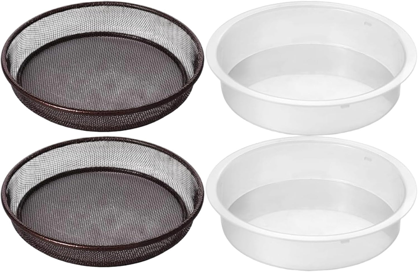 4PCS Bird Feeder Tray, Hanging Birdfeeder & Birdbath 2 Mesh Trays & 2 Water Bowls for Garden, Outdoor Wild Bird Feeding Station