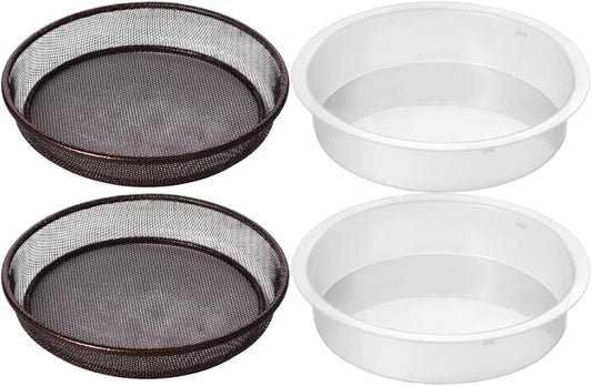 4PCS Bird Feeder Tray, Hanging Birdfeeder & Birdbath 2 Mesh Trays & 2 Water Bowls for Garden, Outdoor Wild Bird Feeding Station