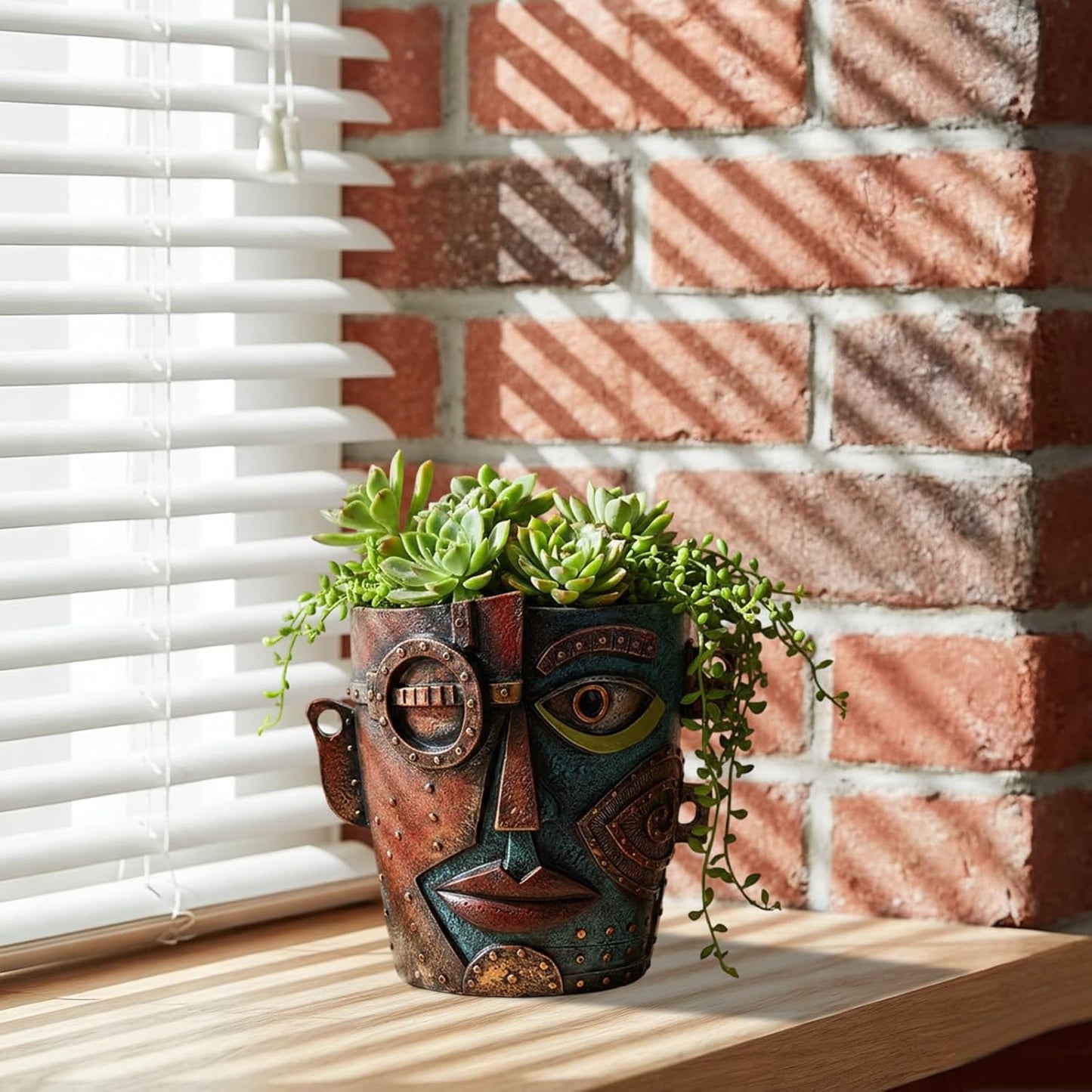 Abstract Face Planters Pots Head, Funny Head Planter Flower Pot with Drainage Hole Vintage Style Planter for Indoor Outdoor Garden Patio Home Office Decor and Home Art Decoration
