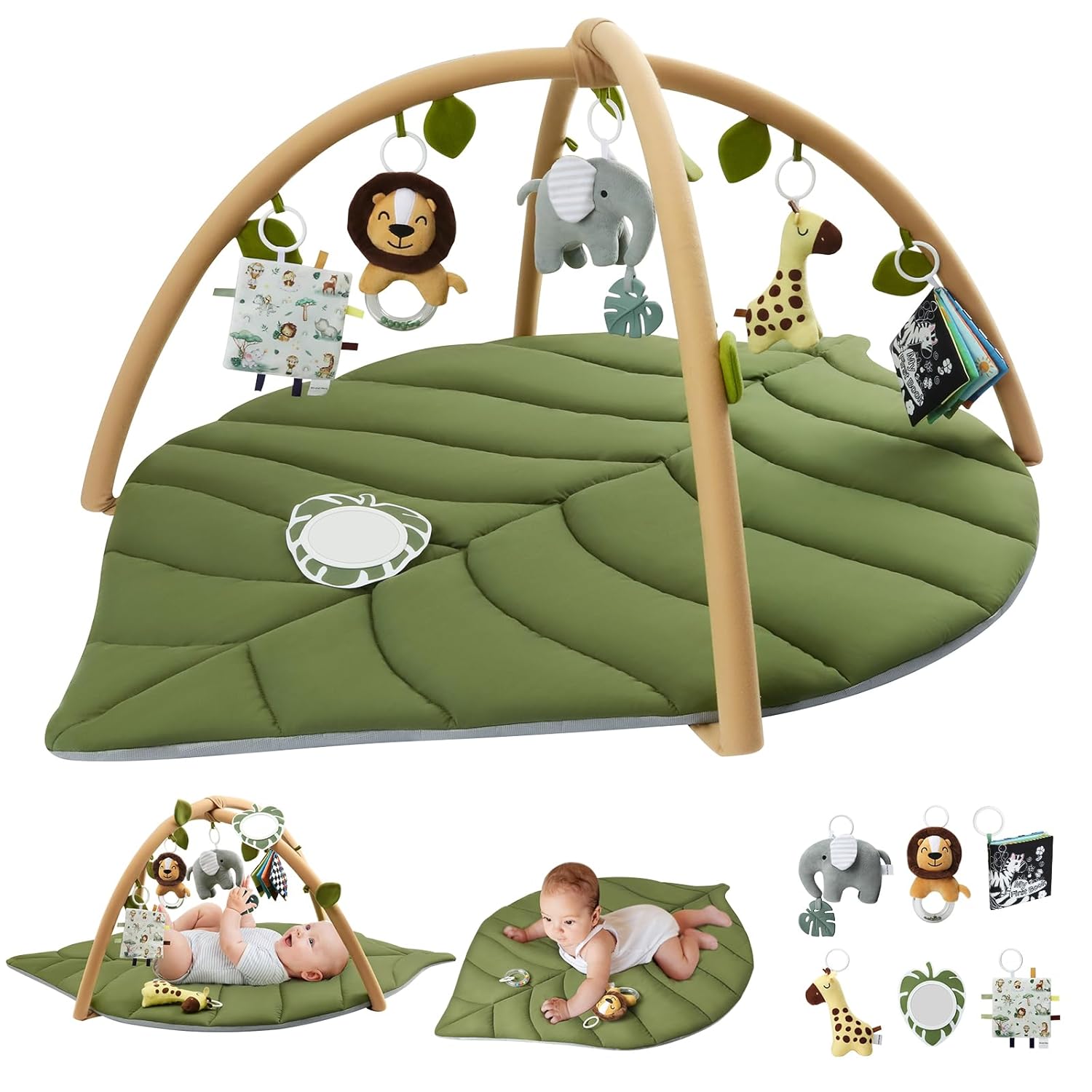 Blissful Diary Baby Play Gym & Activity Mat, Oversize Leaf Shaped Baby