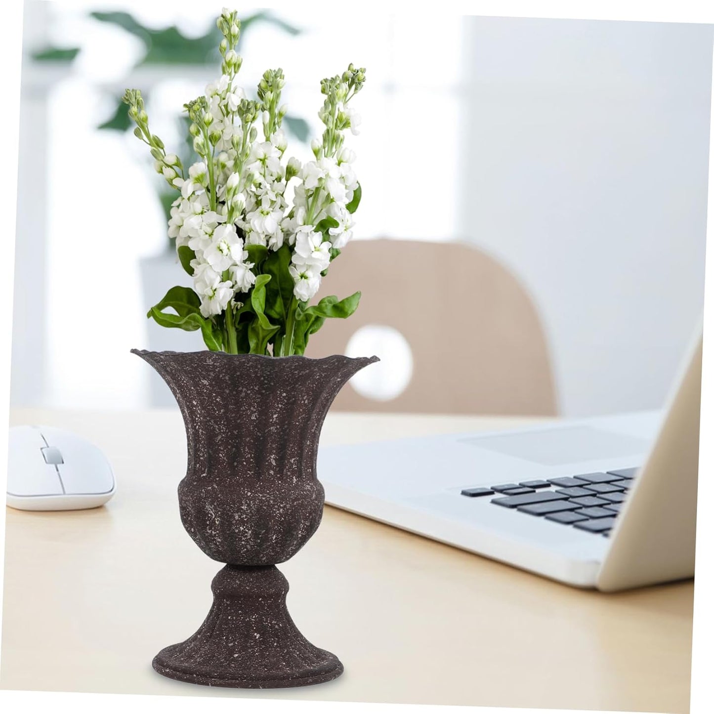 BESTOYARD Wedding Decorations Metal Flower Vase Classic Urn Planter Roman Column Flower Pot Plant Container Hydroponic Bottle Cement Vase Floral Arrangement Vase Grey Home Decor