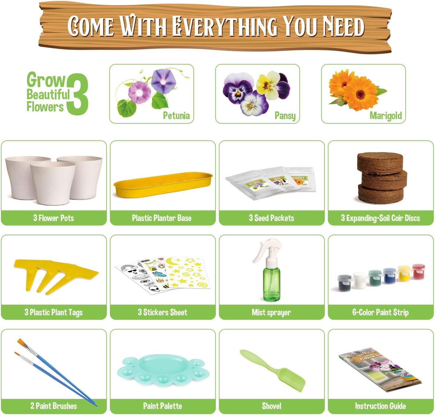 XX Paint & Plant Flower Growing Kit for Kids - DIY Arts & Crafts Garde