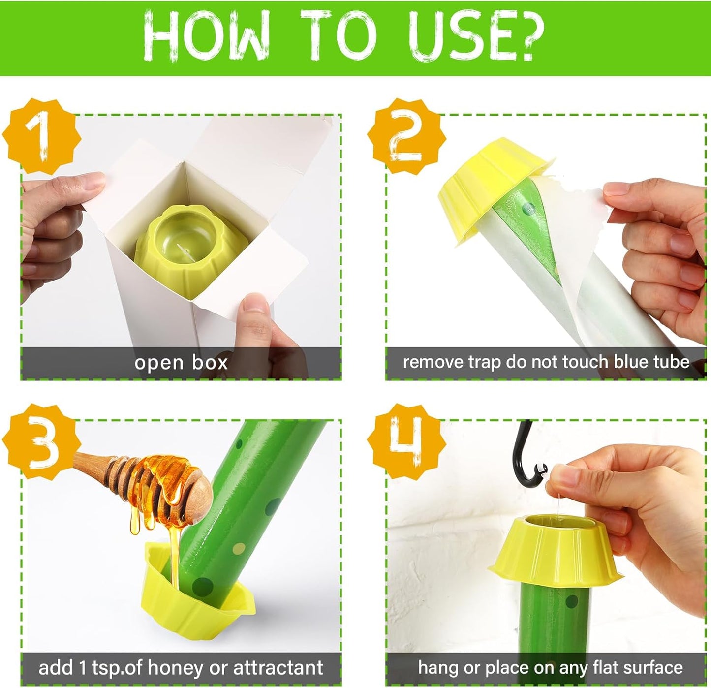 Qualirey 12 Pcs Sticky Fly Trap Fly Stick with Hanging Hook Adhesive M