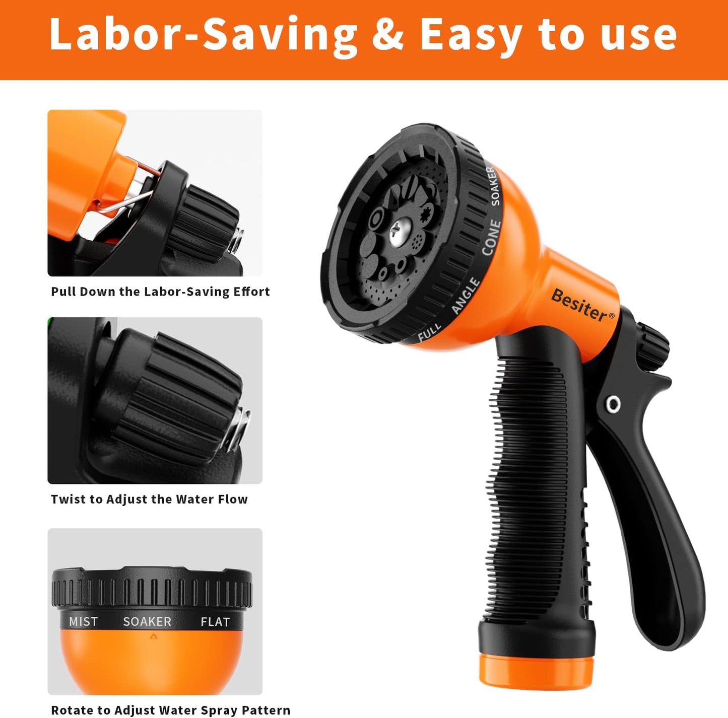Garden Hose Nozzle Sprayer: 2 Pack 10 Watering Patterns Spray Nozzles 