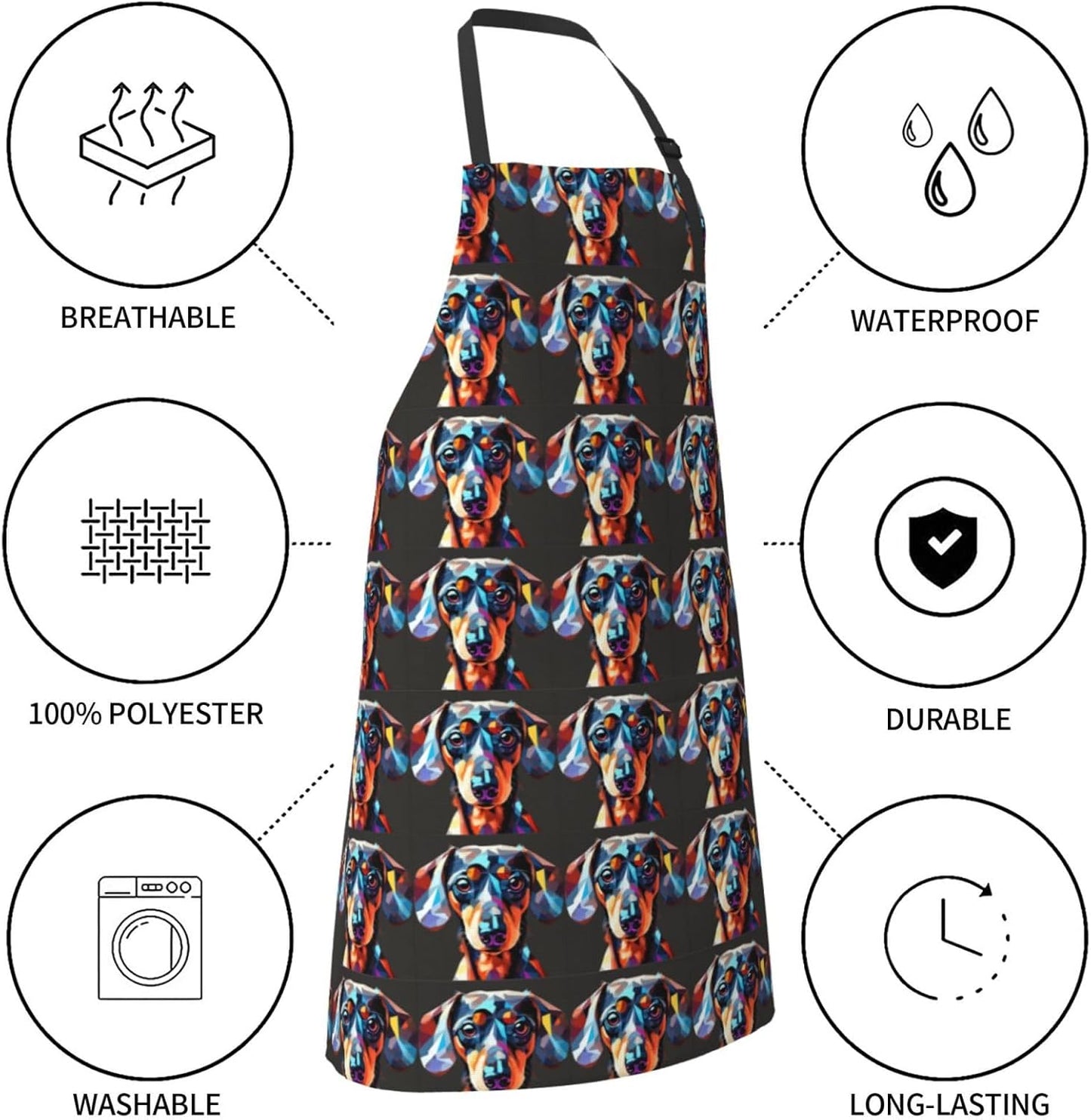 YANYU Cute Puppy Dog Print 28x33 In Kitchen Apron Stylish Chef Apron with Pockets for Cooking Baking Painting