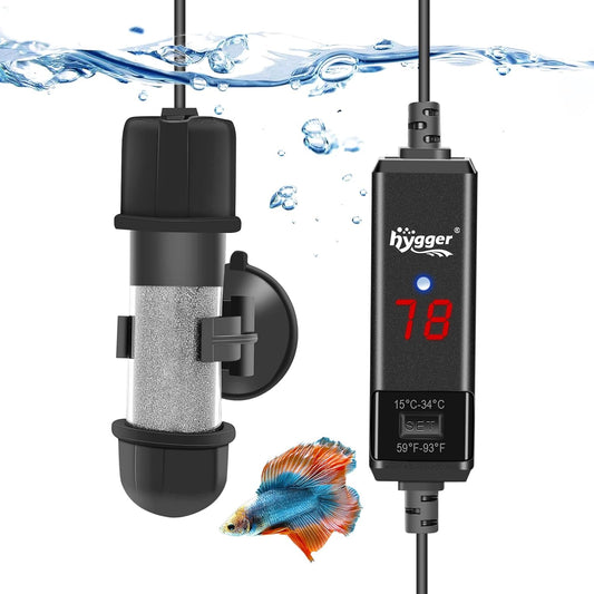 hygger Small Aquarium Betta Heater, Submersible Fish Tank Heater 10W/2